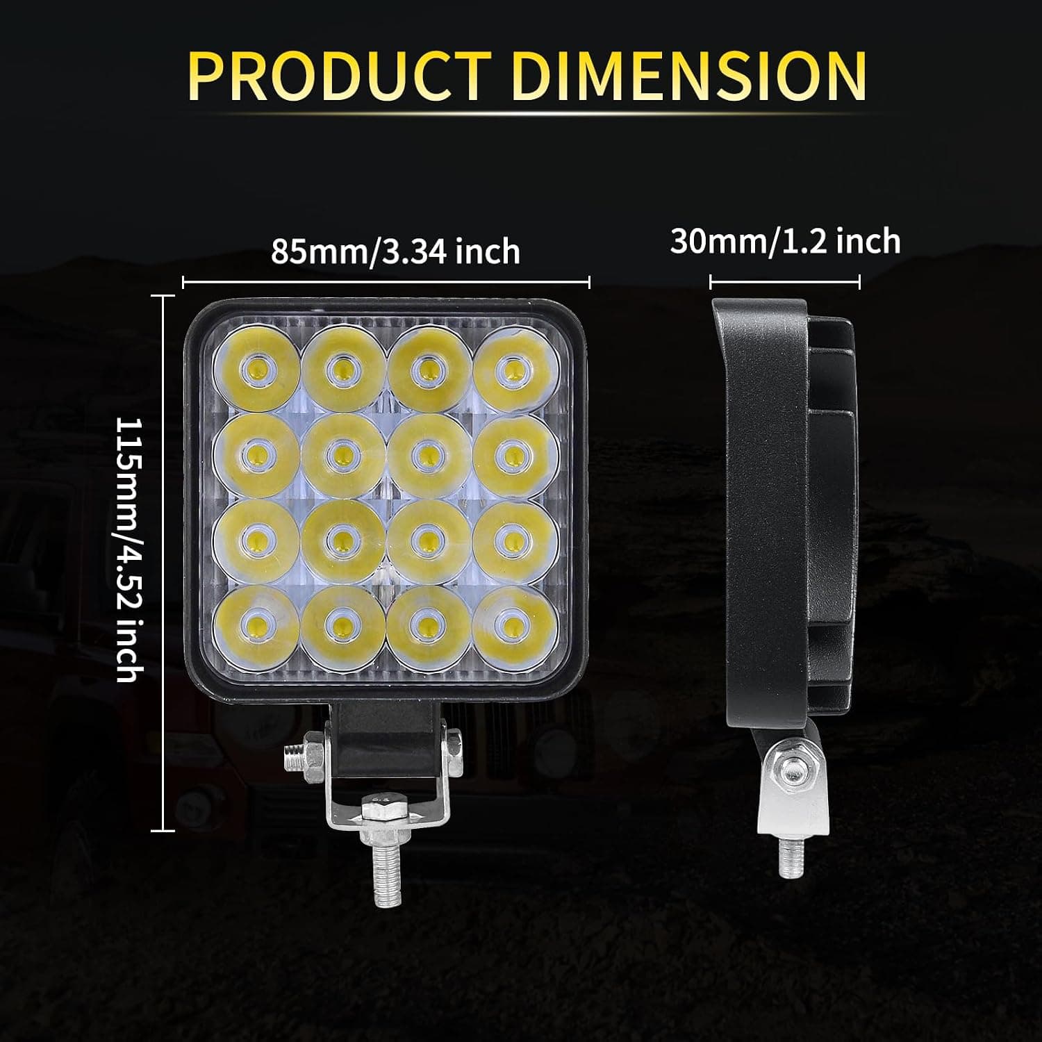 Willpower 2PCS Phare de Travail LED 3.3'' 48W Projecteur LED 12V 24V Etanche IP67 Spot Feux Antibrouillard pour 4x4 Voiture Camion Tracteur SUV Bateau Quad Vehicule