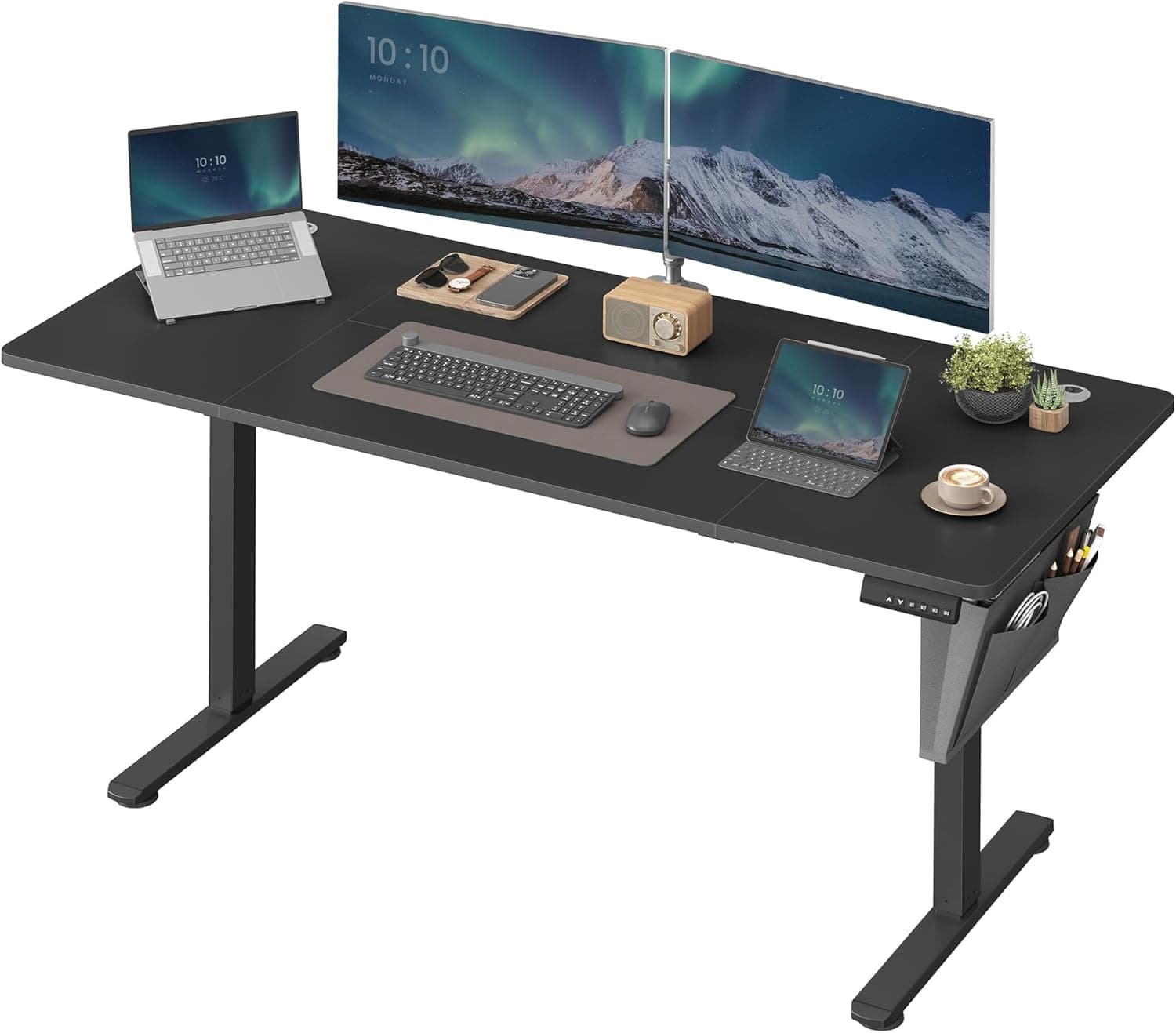 SONGMICS Bureau Électrique Assis-Debout Réglable, 160 x 70 x (72-120) cm