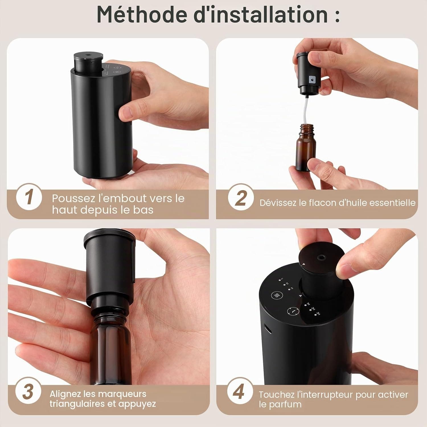 UrbanHomes Diffuseur Huiles Essentielles, Huile Essentielle, Diffuseur Parfum Maison, Huile Essentielle pour diffuseur, Diffuseur Electrique Parfum Maison, avec 3 Modes, Fonction USB Portable, Noir