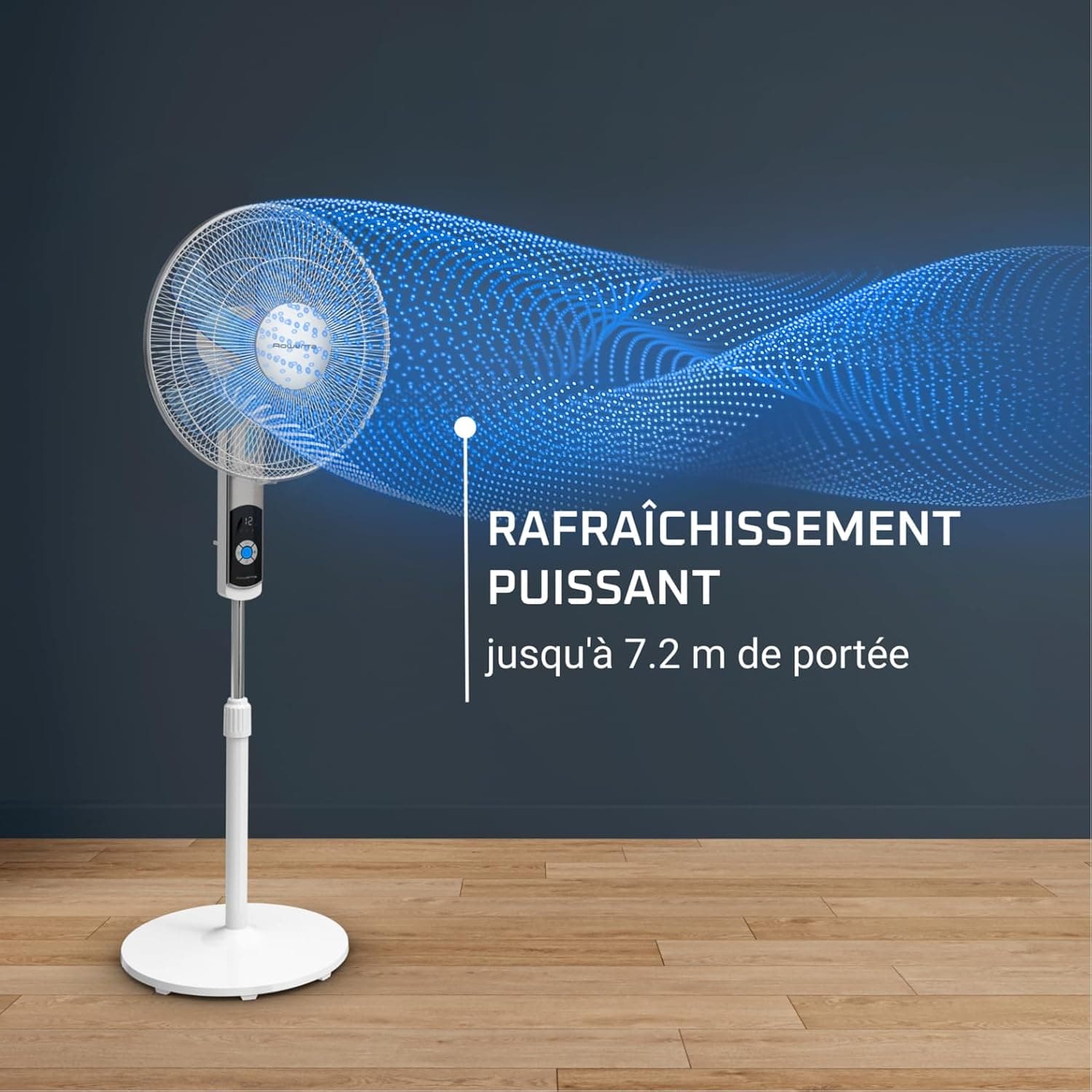 Rowenta Turbo Silence 35 dB(A), ventilateur sur pied puissant VU5650 | 12 Vitesses, Oscillation 120°, Télécommande, Écran LED, Minuterie 12 h, Mode écoénergétique, Couleur: Blanc