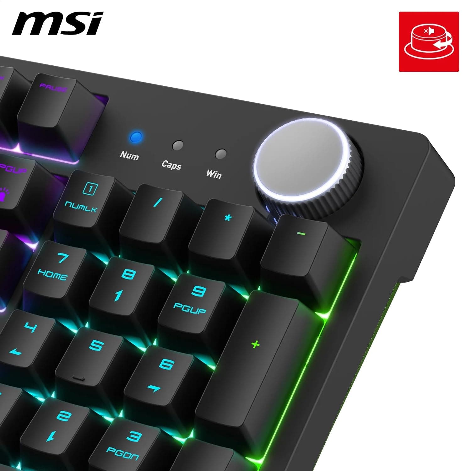 MSI Forge GK320 FR Clavier Gaming Mécanique - AZERTY, Disposition FR, switches Red (Linéaires) interchangeables, Couvercle magnétique, Touches ergonomiques, LED RGB, USB 2.0 - Pleine Taille