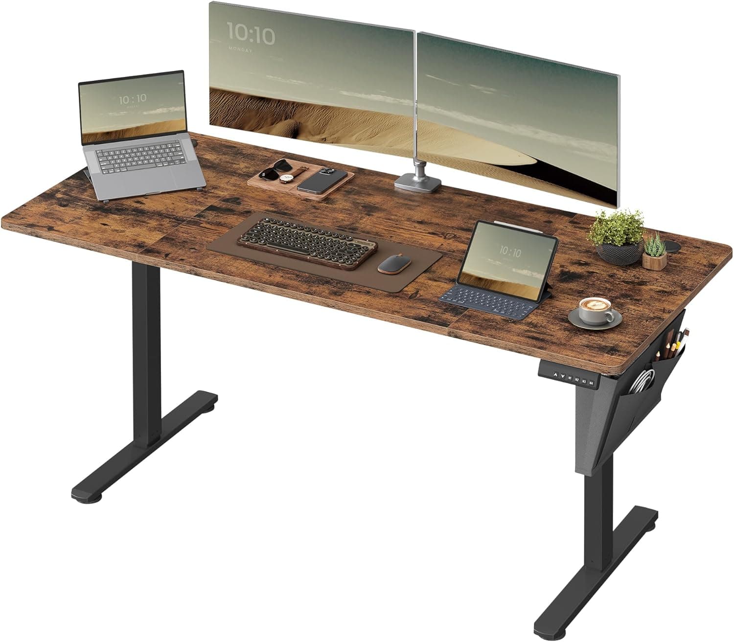 SONGMICS Bureau Électrique Assis-Debout Réglable, 160 x 70 x (72-120) cm