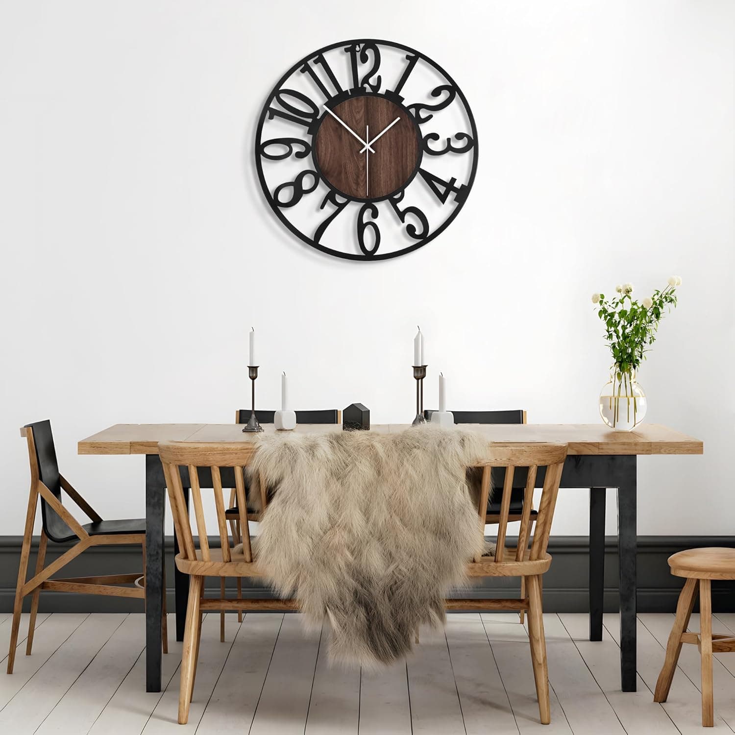 Horloge Murale Design Moderne et Vintage, Silencieuse sans Tic-Tac, Grande Horloge Murale Géante XXL, Disponible en 34cm, 40 cm, 50 cm, 60 cm, 80 cm, Idéale pour Le Salon Cuisine Bureau