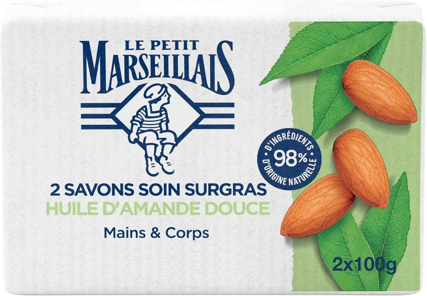 Le Petit Marseillais Savon Solide Soin Surgras Huile d'Amande Douce 2x100g