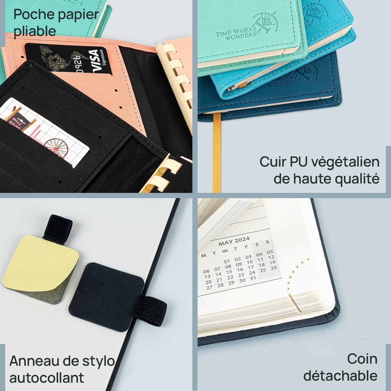 POPRUN Agenda de Poche 2025 16,5 x 9 cm - Couverture Souple en PU Cuir Spirale, Petit Planner Semainier D'Jan 2025 à Déc 2025-12 Mois, Fente Pour Carte, Papier 80 g/m2, Noir