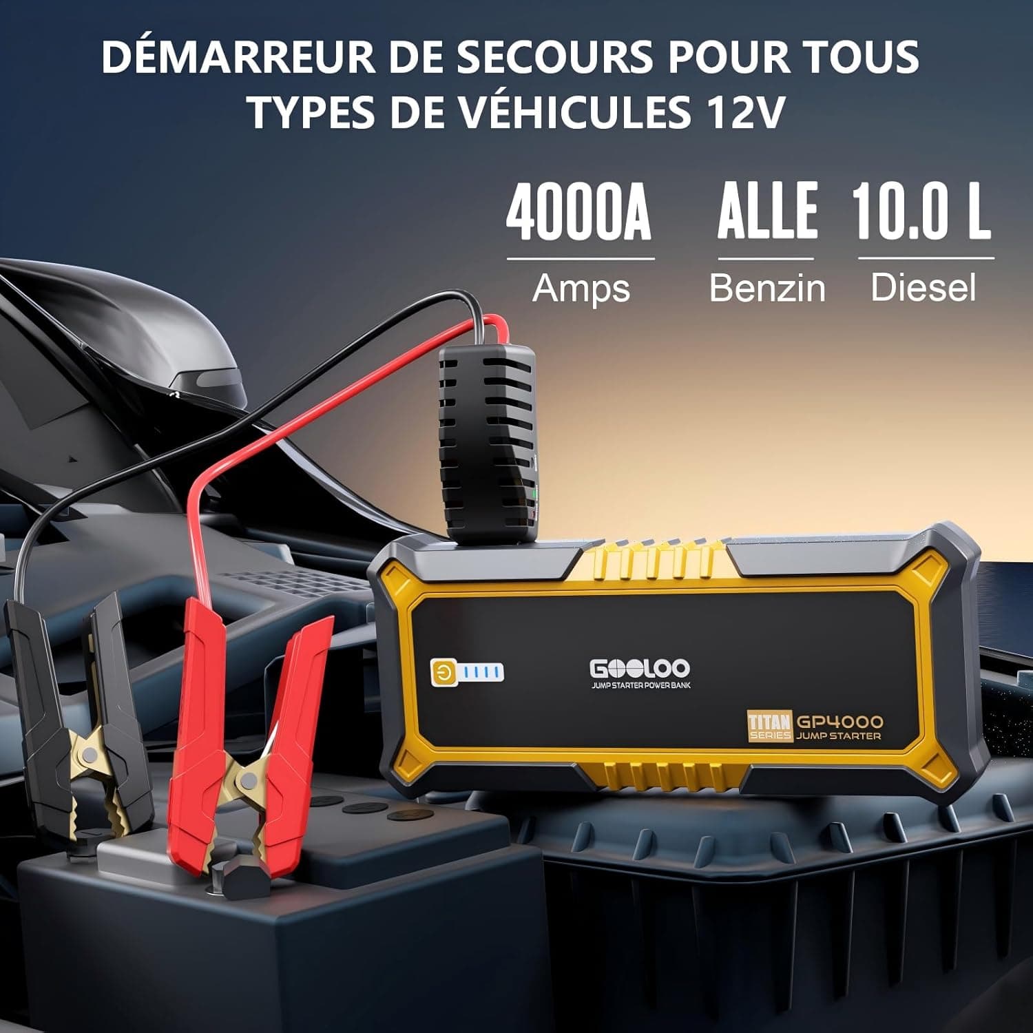 GOOLOO GP4000 Booster Batterie 4000A,12V Jump Starter