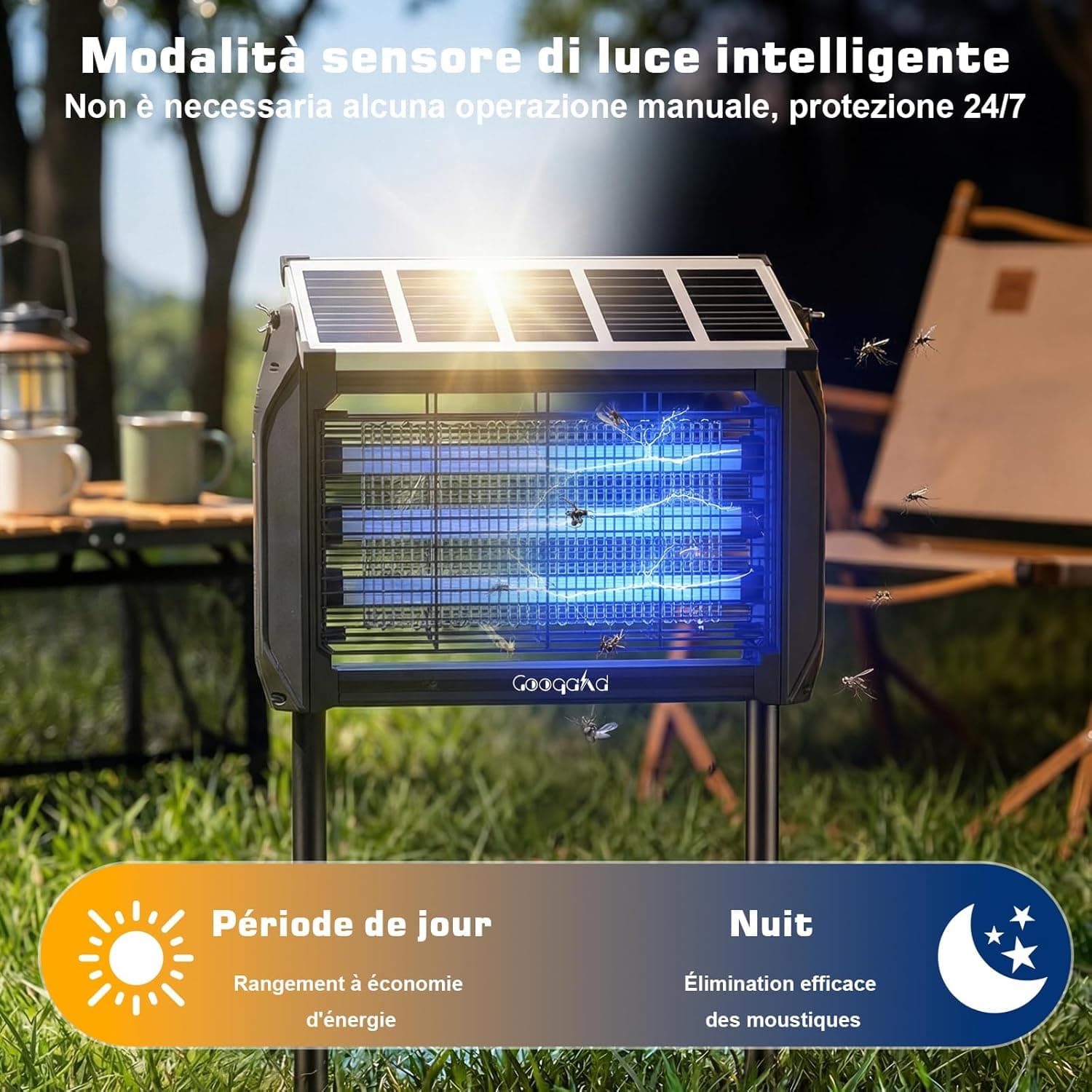 Désinsectiseur Électrique Solaire 10W Extérieur - Lampe Anti-Moustiques