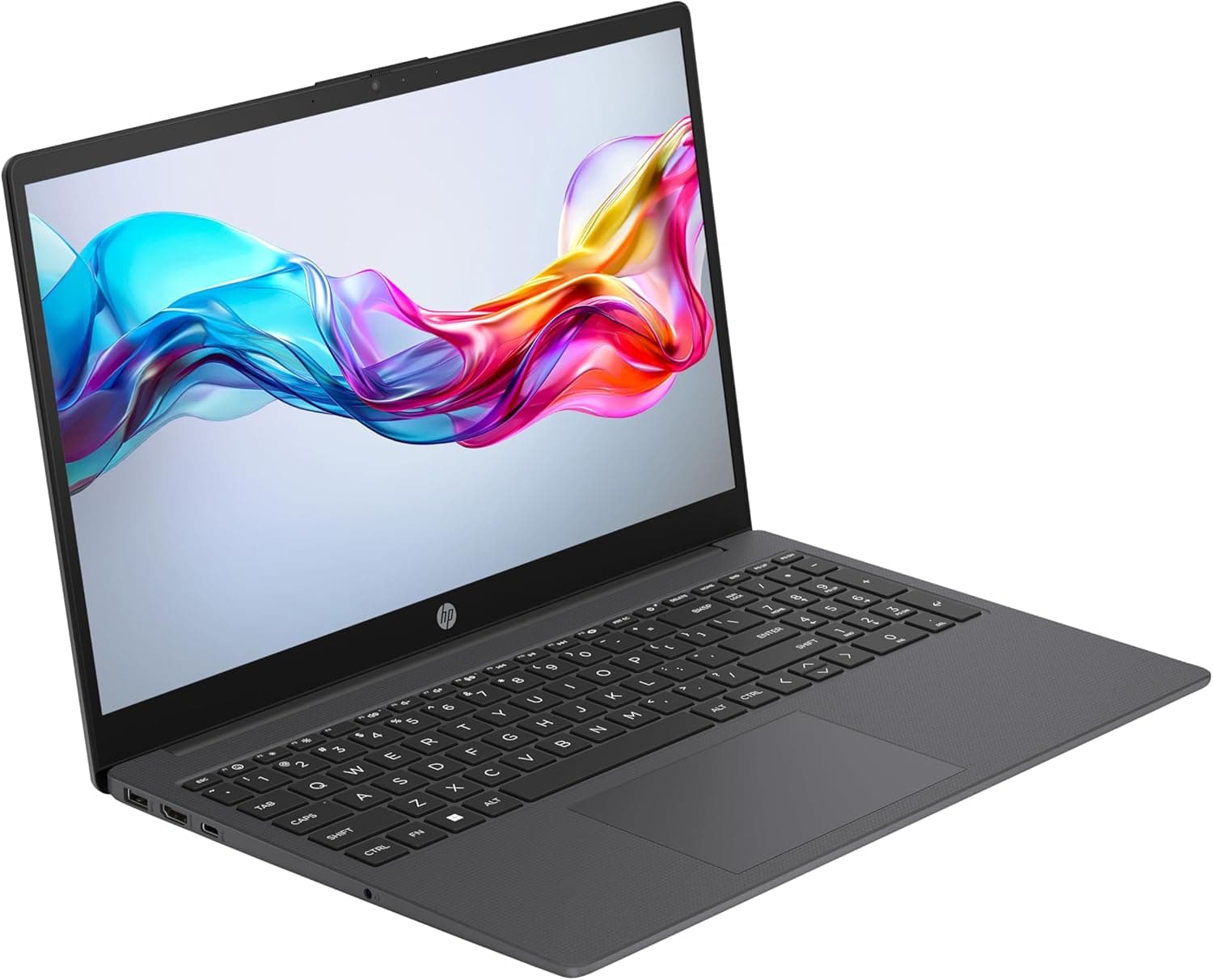 HP 15-fd0001sf Ordinateur Portable 15,6" FHD, PC Portable (Intel Celeron N100, RAM 4 Go, UFS 128 Go, Intel UHD Graphics, Windows 11), Laptop Gris, AZERTY, Microsoft 365 Personnel 12 Mois Inclus