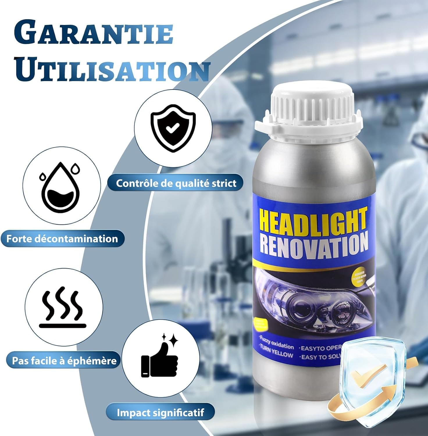 Renovateur Phare,Renovateur Phare Voiture 800G,Kit Renovation Phare Voiture,Kit Polissage Phare Voiture,Kit Restauration Phare de Voiture pour Oxydation/Jauni/Rayures/Flou