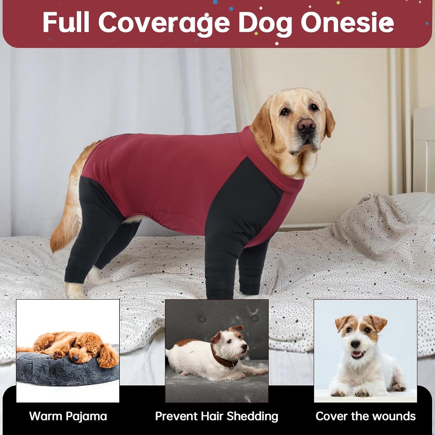 Combinaison de Convalescence Chirurgicale pour Chien, Pyjama Post-Chirurgie à Quatre Pattes pour Chien(Rouge, XS)