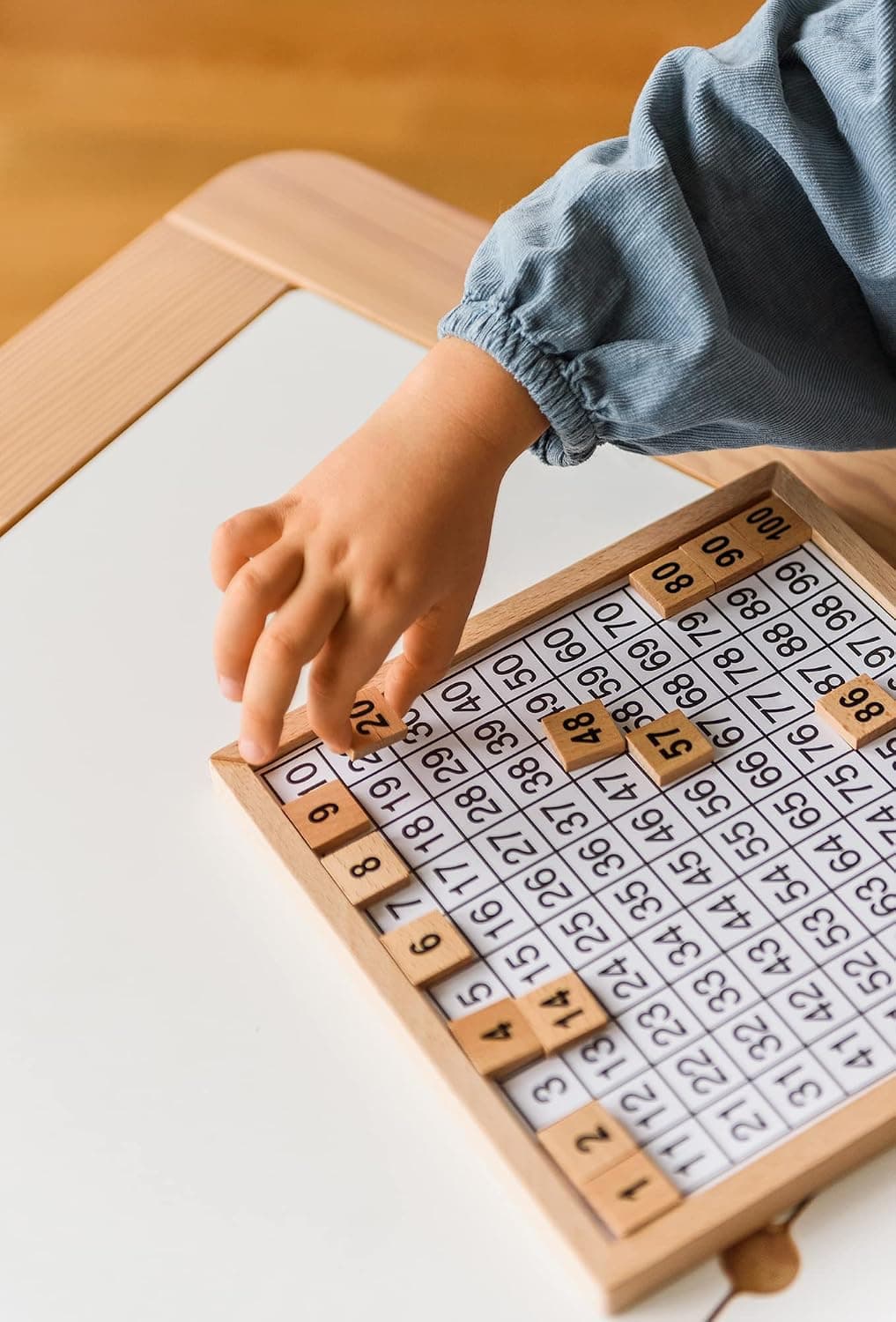 Natureich Montessori Mathématique 1-100 Nombres Tableau Puzzle Garçon et Fille, Enfants à Partir 3 Ans, Planche Empilage Éducatif, Jouets en Bois Apprends à Compter, Maths, Motrices, Chiffres