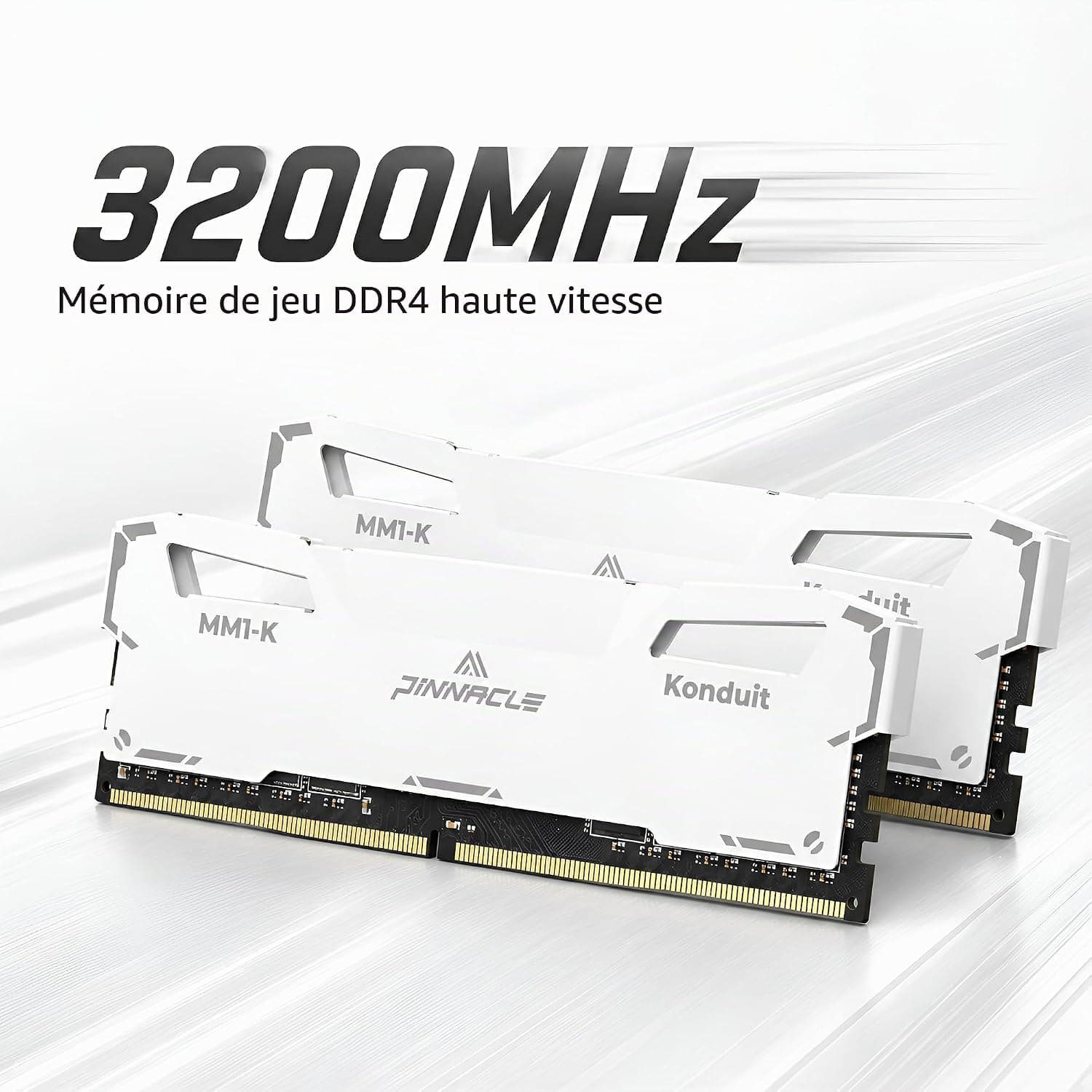 Timetec Pinnacle-Konduit DDR4 XMP2.0 Overclocking 1.35V Dual Rank Compatible pour AMD et Intel Desktop Gaming PC Module - Blanc (3200Mhz 16GB(2x8GB))