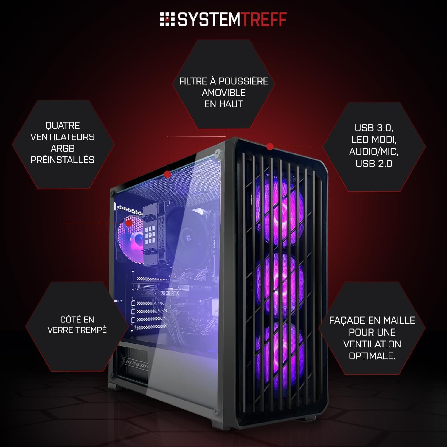 SYSTEMTREFF PC Gamer - AMD Ryzen 7 5700X - RTX 5060 8Go