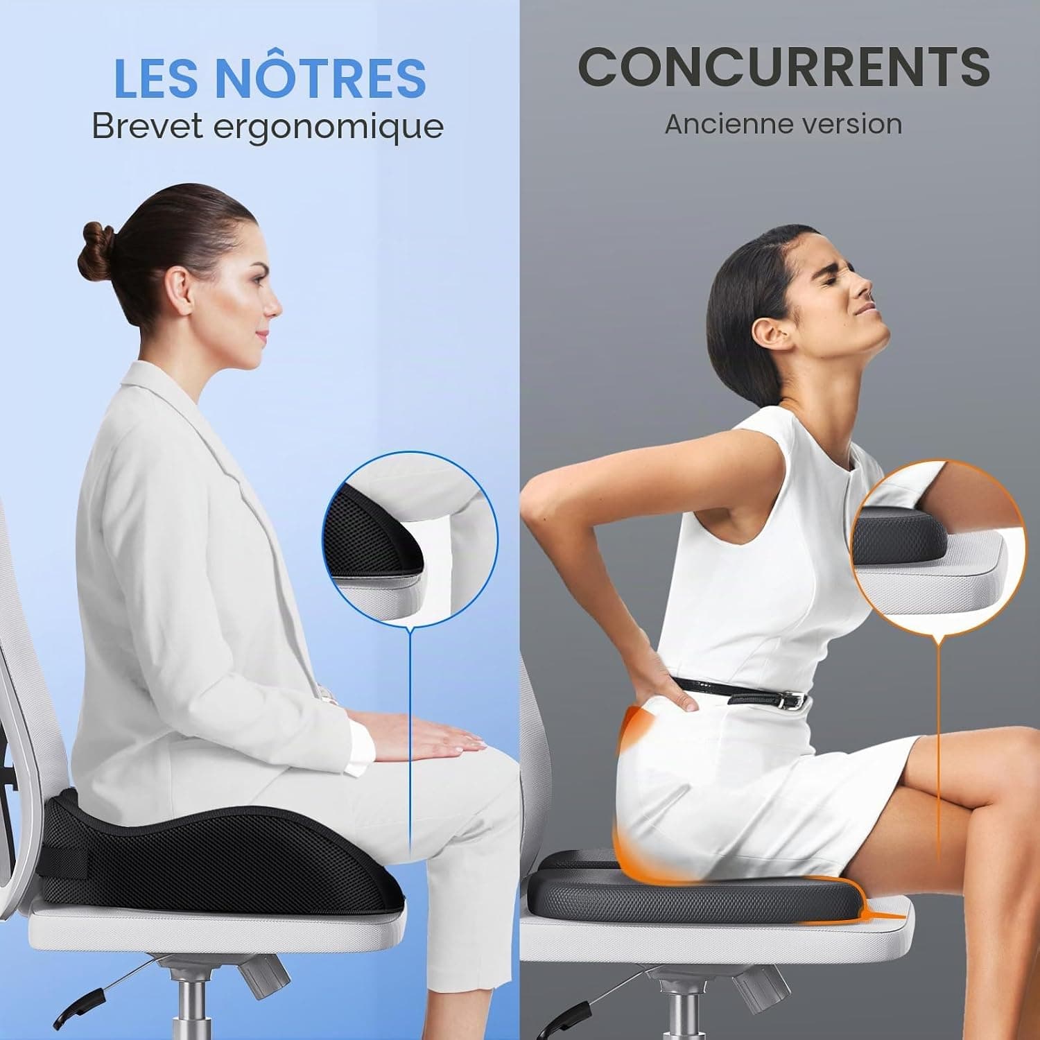 Benazcap Ergonomique Coussin Coccyx pour Fauteuil Roulant, Siège de Voiture