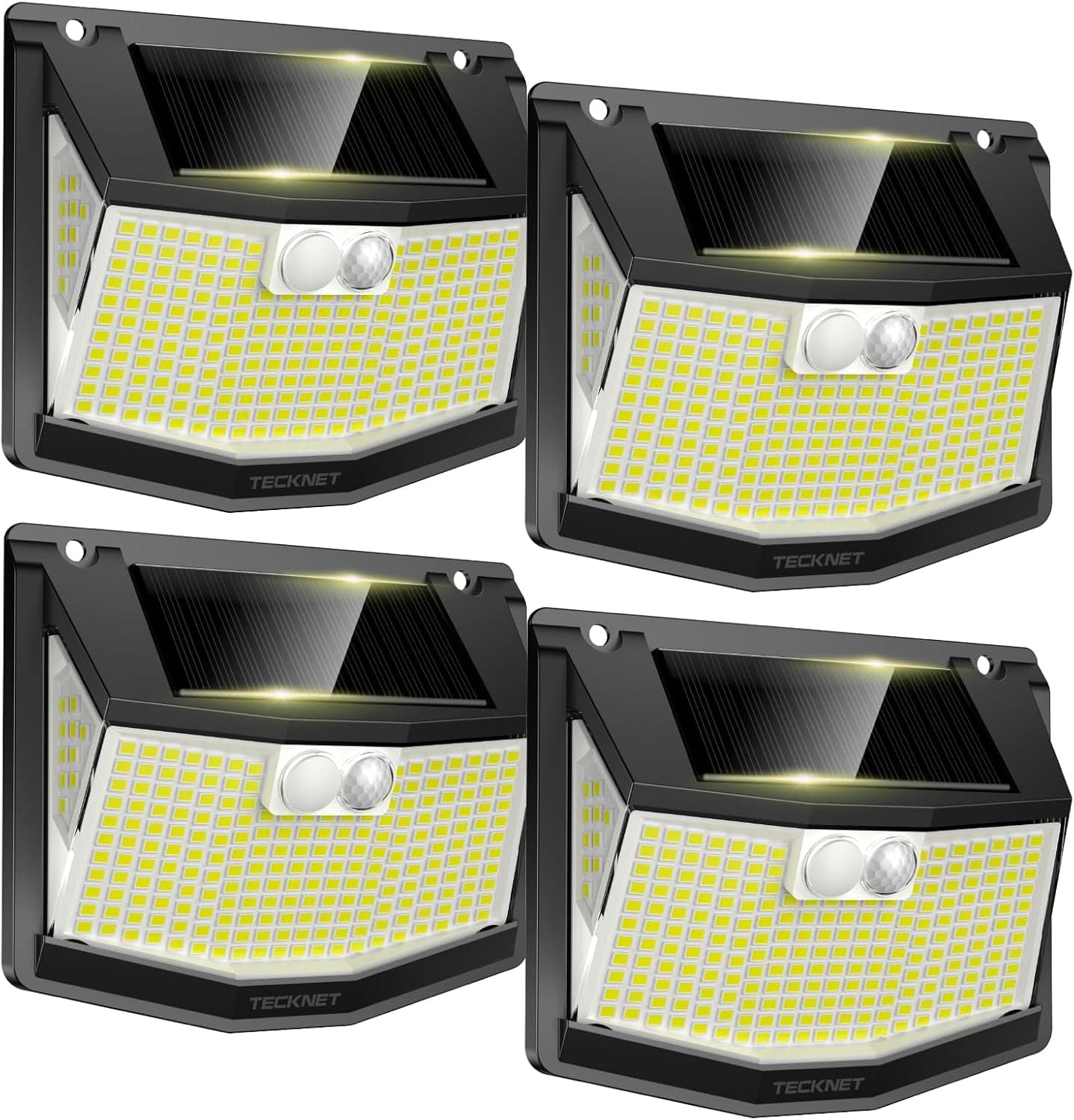 TECKNET Lampe Solaire Extérieur, Projecteur Solaire avec Lumière 300°, 4pcs