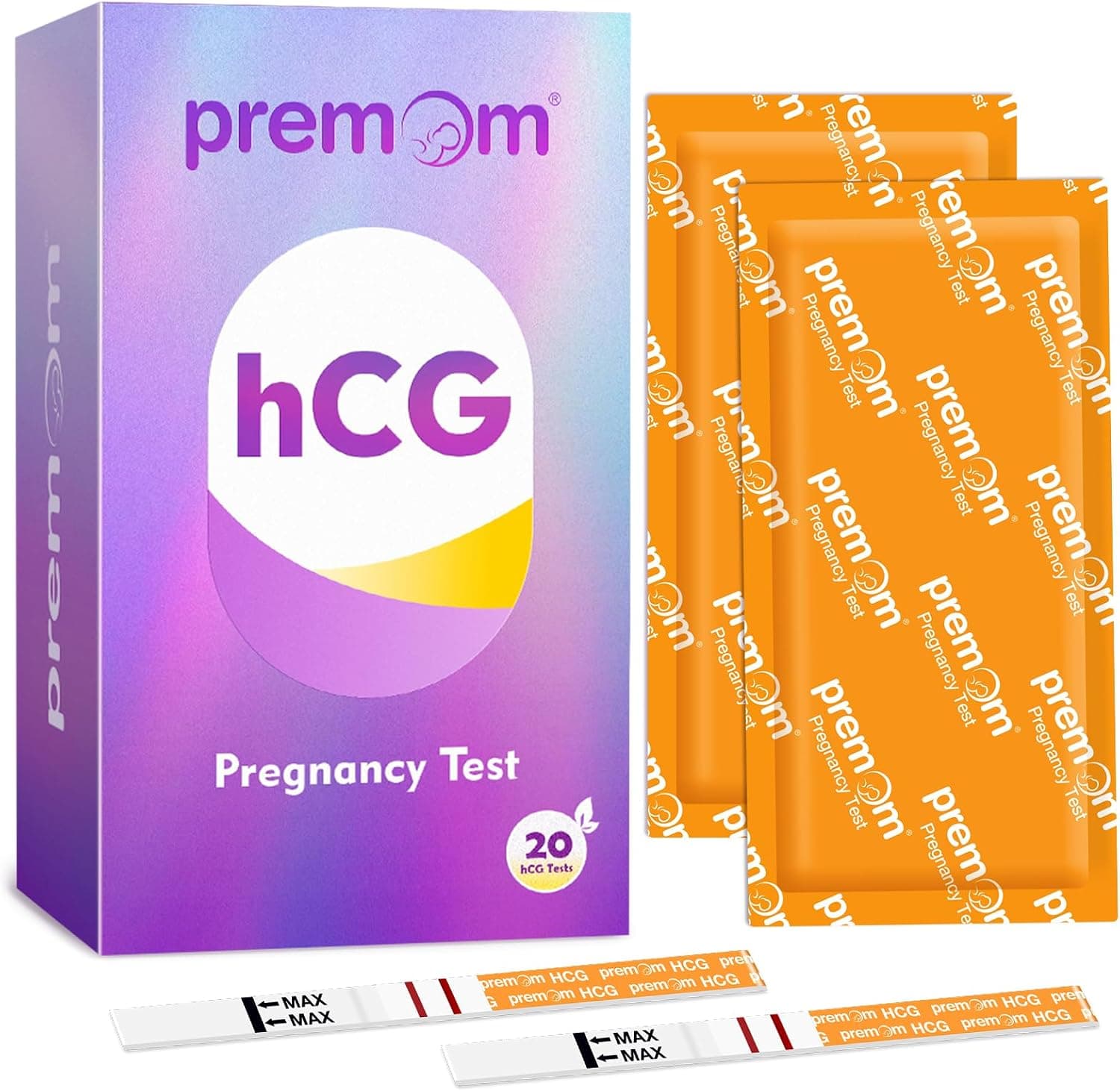 Premom Tests Grossesse Précoce Bandelettes: 20 Tests HCG Résultats Précis avec Application Française Intelligente Premom (iOS et Android) Suivi de Fertilité