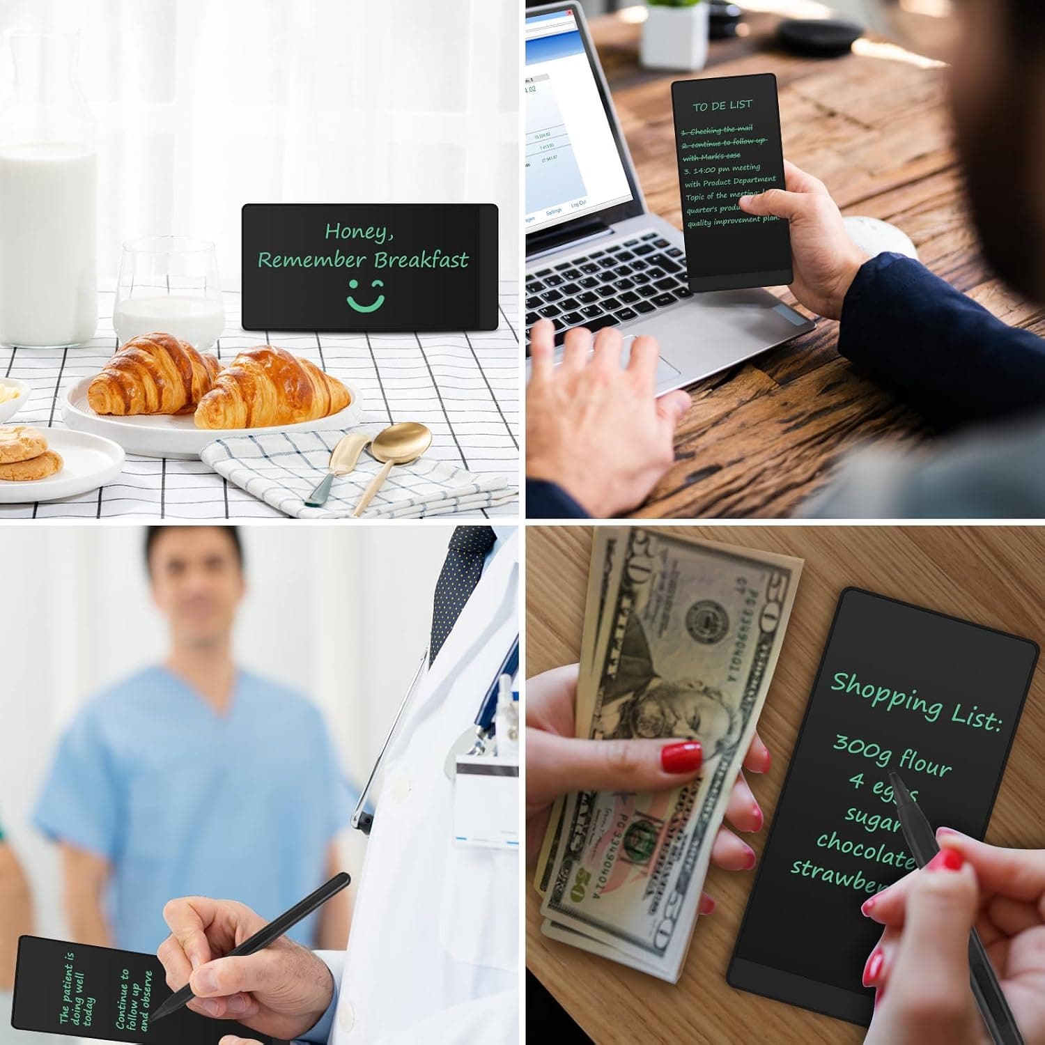 Tableaux D'écriture LCD pour Adultes, Czemo 6.5 Pouces Réutilisable Plein Ecran LCD Tableaux d'écriture avec Stylo Magnétique, pour Record Rapide, Bureau, Mémos, Arithmétique, Dessin, Noir