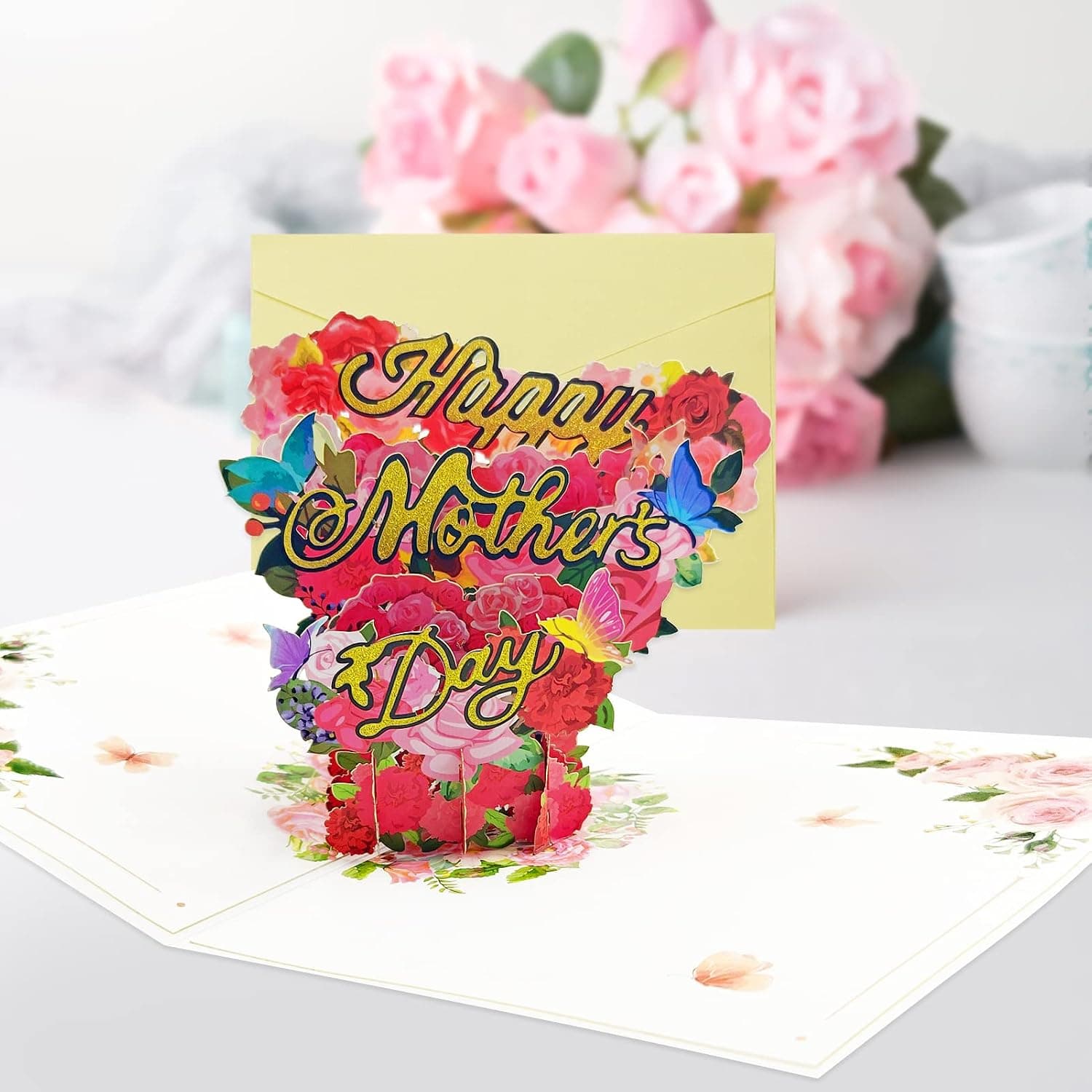 Shinybox Carte de Fête des Mères, 3D Pop Up Carte de Voeux pour ma maman D'amour, Carte de Voeux 3D Fête des Mères, Meilleur Cadeau pour l'Anniversaire de Maman et la Fête des Mères