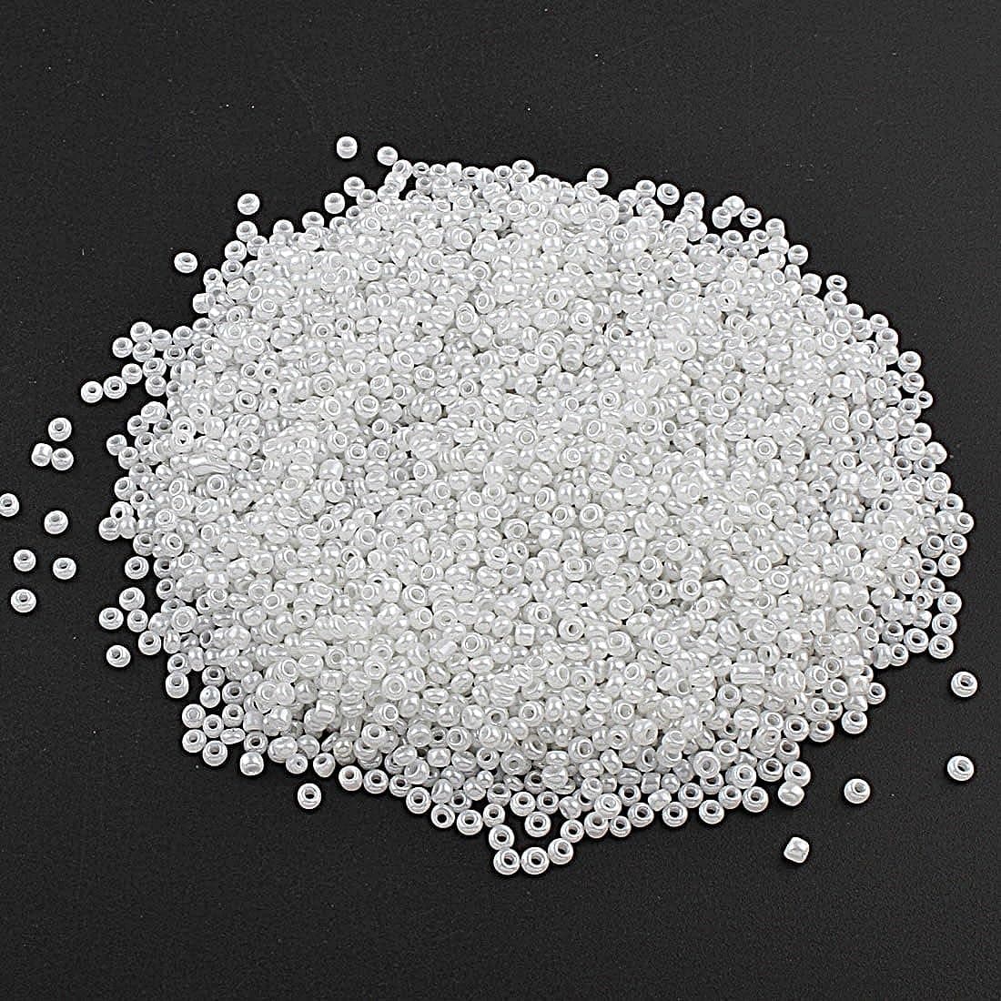 Lot de 6 500 perles de rocaille en verre Ceylan 2 mm 10 couleurs 11/0, perles poney, perles de Ceylan, perles de rocaille (blanc)