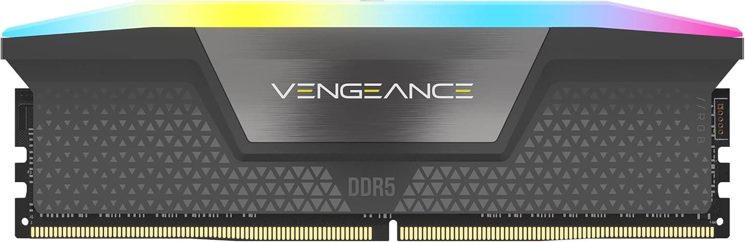 CORSAIR Vengeance RGB DDR5 16Go (1 x 16Go) Jusqu'à 6000MHz AMD Intel RAM | Mémoire pour Ordinateur de Bureau, Compatible AMD EXPO et Intel XMP 3.0, CL36, Gris, CMH16GX5M1E6000Z36