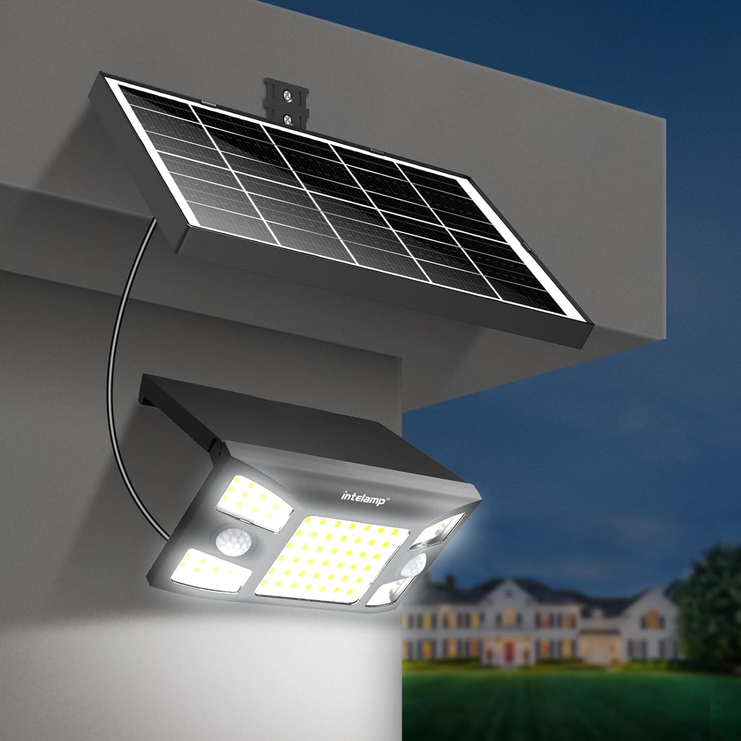 intelamp Lampe Solaire 3 Modes Double Capteur Étanche IP65 (Type séparé)