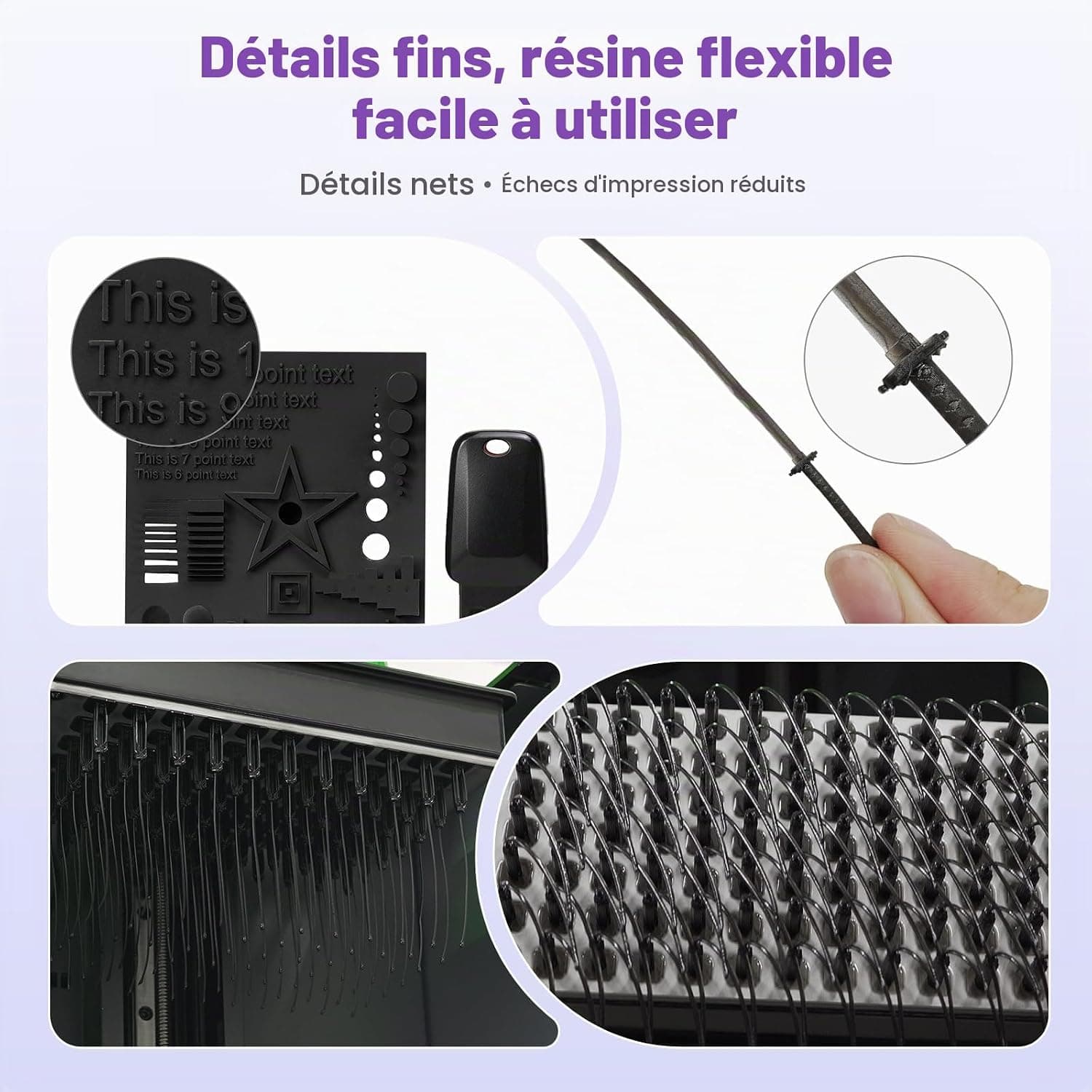 RESIONE Résine d'imprimante 3D flexible, 405nm Résine DLP LCD MSLA à durcissement UV Caoutchouc comme TPU comme résine photopolymère pour l'impression LCD (F69 Noir 1kg)