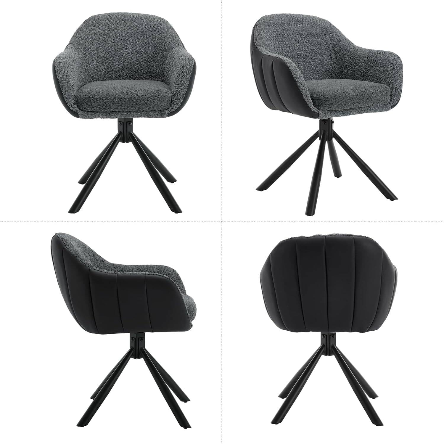 WOLTU Chaises Pivotantes,en Chenille,Gris Foncé