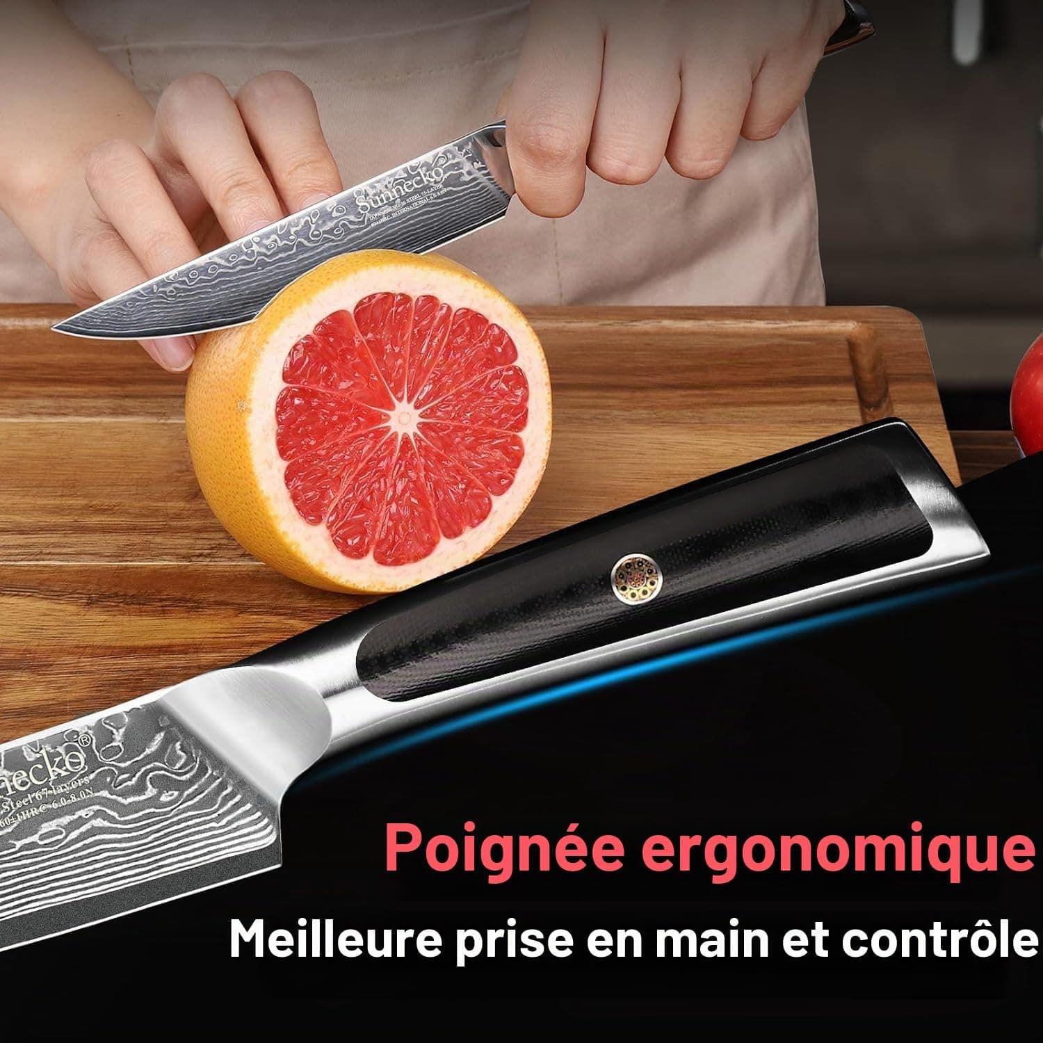 Sunnecko Set Couteau Cuisine Viande 13cm