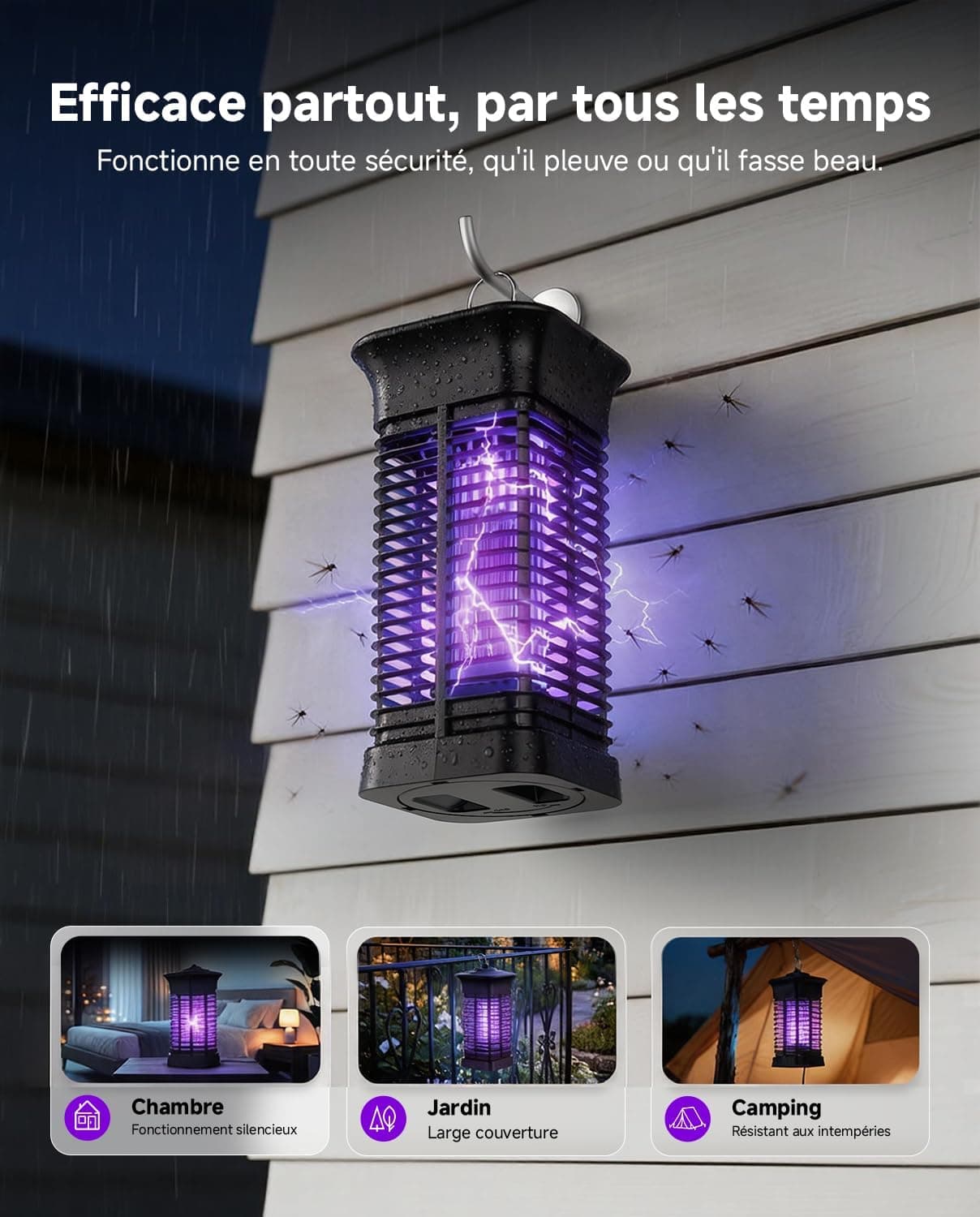 Lampe Anti Moustique, Zanzariera Électrique pour Intérieur Extérieur