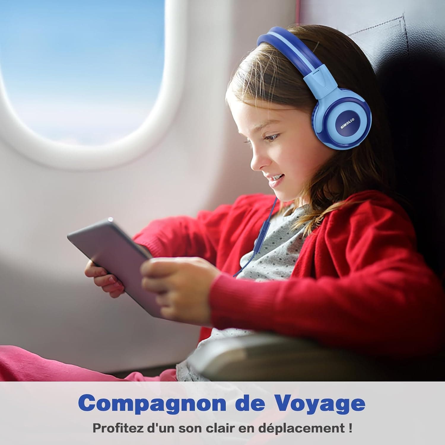 SIMOLIO Manyshare Casque Audio Enfant avec Microphone, Limite de Volume