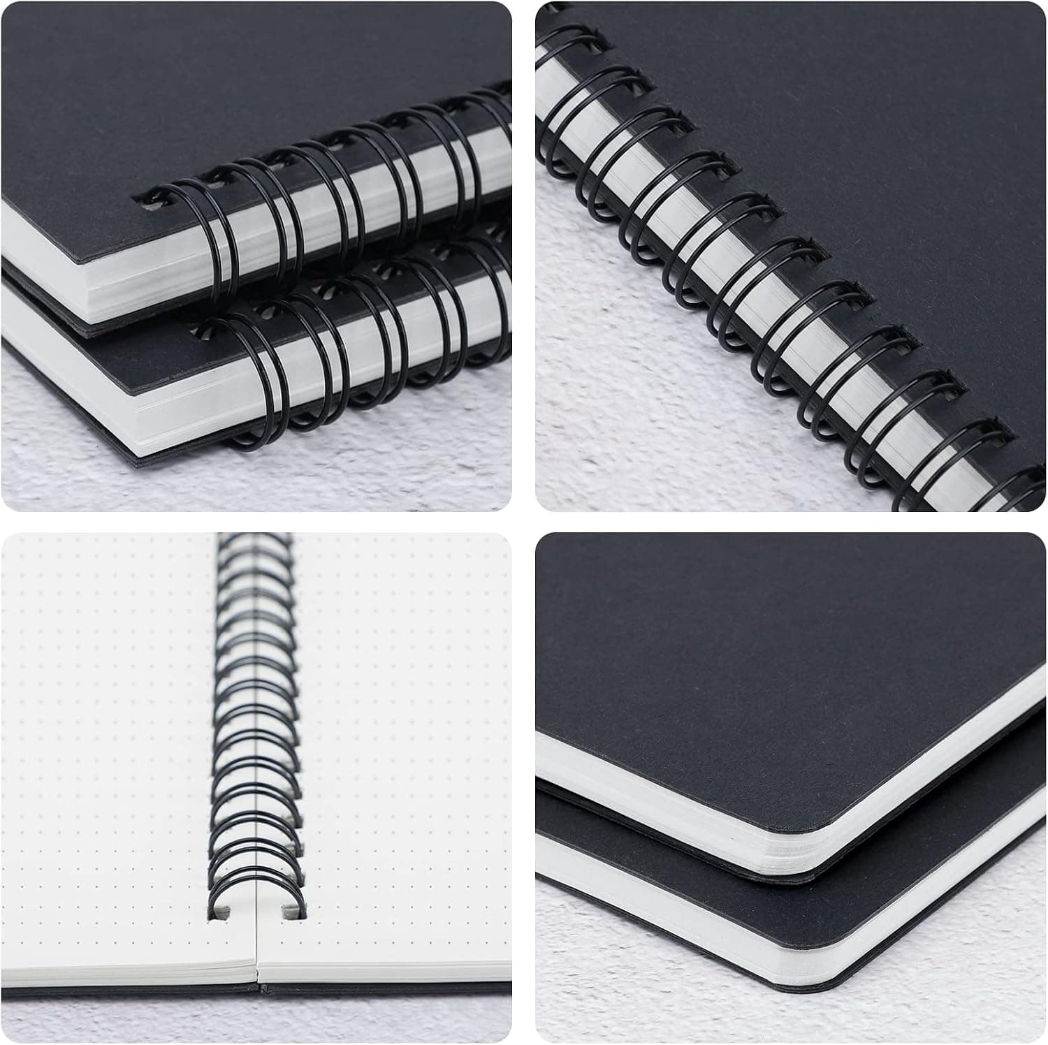Cahiers Pointillés A5-2 Pack Carnets à Spirales A5 Pointillé 5mm - 100g/m2 Papier Notebook Spirale - Hardcover Notebooks a5-60 Feuiles Bloc Note a5 - Notebook A5 Dotted