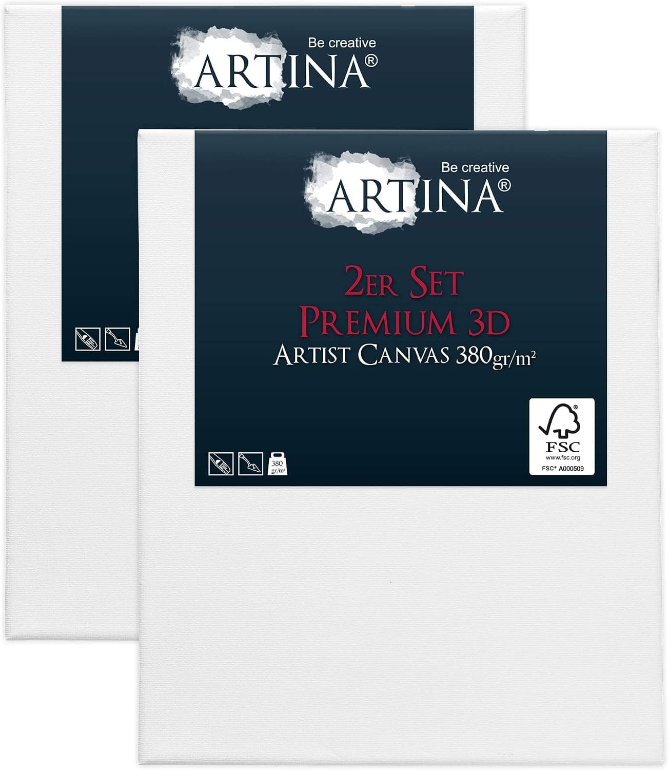 Artina lot de 2 toile 3D canvas FSC® châssis bois coton sans acide stable