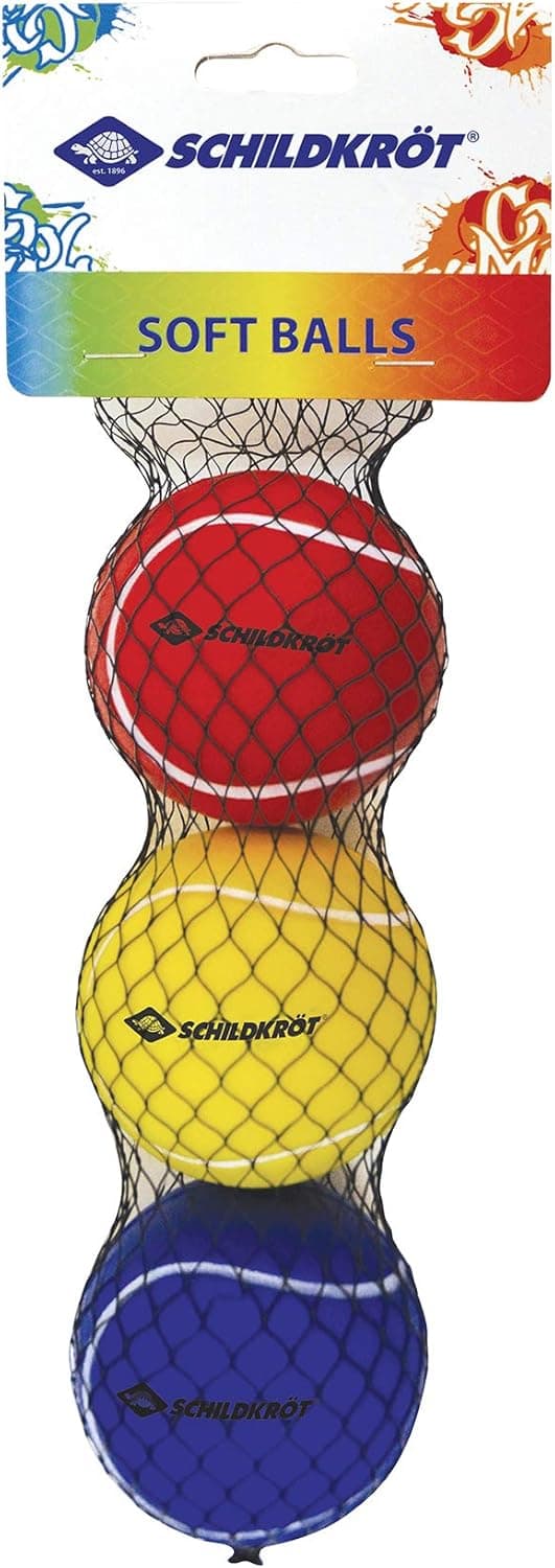 Schildkröt Balles de Sports Souples, Lot de 3 (Jaune, Rouge, Bleu), Ø7cm, Mousse PU, Bon Rebond, pour Beachball, Tennis, etc., 970046