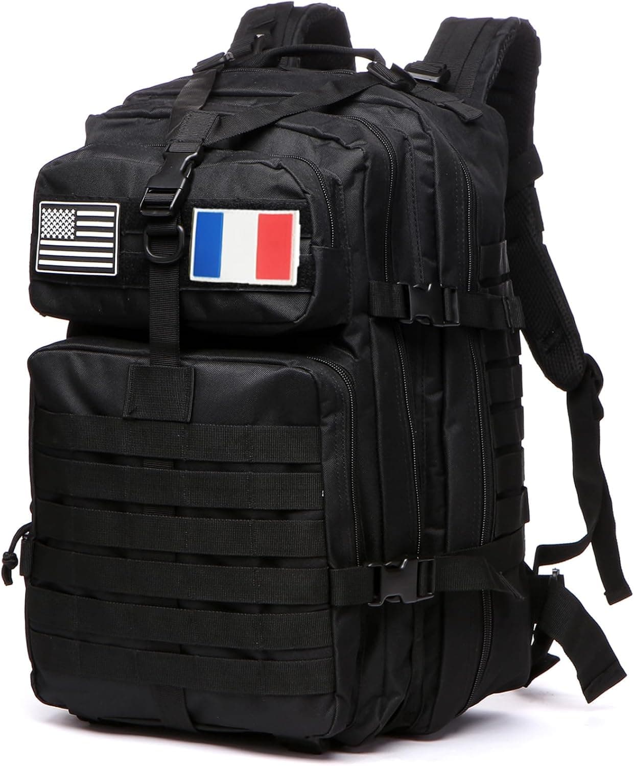 Sac À Dos Tactique 50 Litres - Grande Capacité Système MOLLE Militaire Imperméable Idéal Pour Urgences De 3 Jours Chasse Randonnée Et Camping Sac À Dos Pour De Plein Air (Noir)