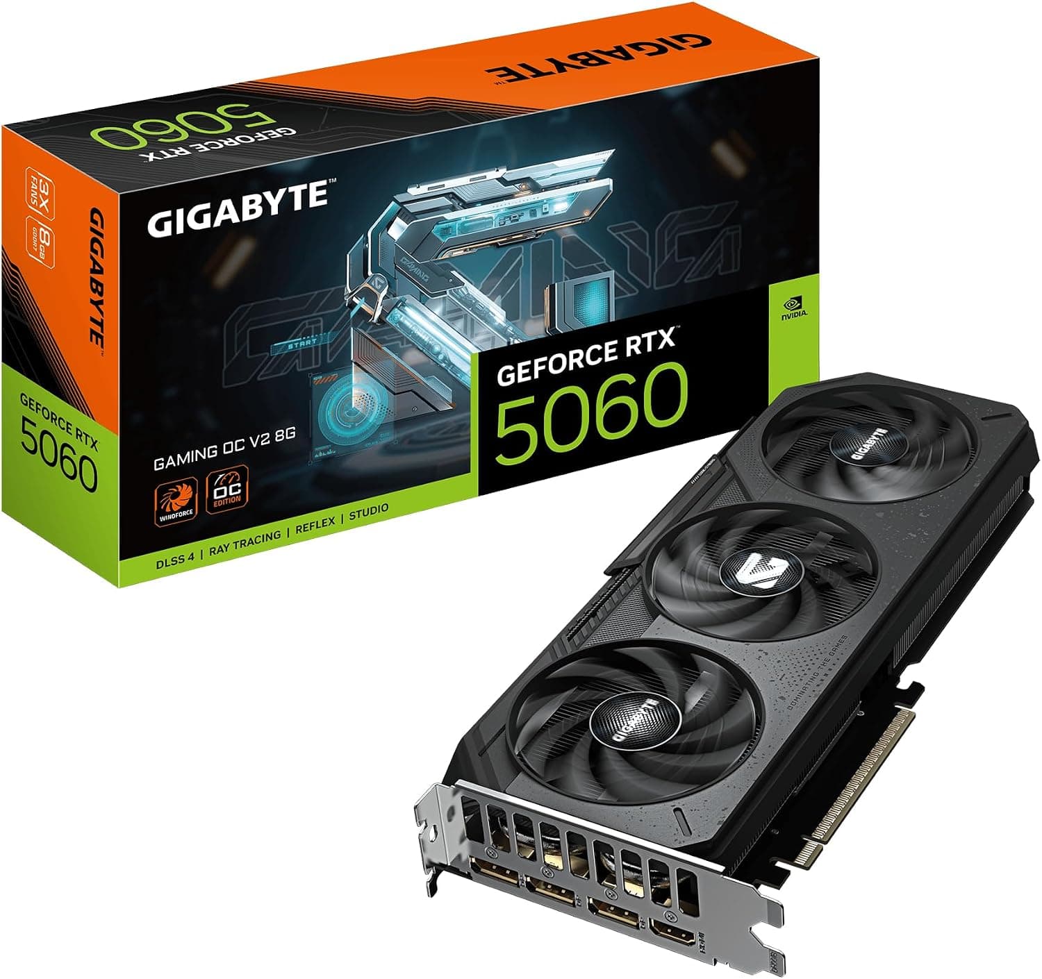 GIGABYTE GeForce RTX 5060 Gaming OC V2 8G – Carte Graphique, 8GB GDDR7, 128bit, PCI-E 5.0, 2602 MHz Core Clock, 3 × DisplayPort, 1 × HDMI, DLSS 4, GV-N5060GAMING OC V2-8GD