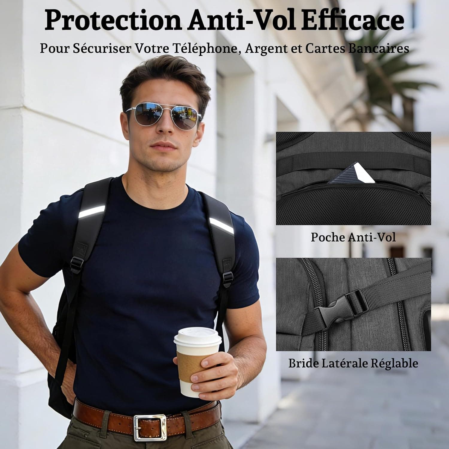 Sac à Dos Ordinateur 17,3 Pouces Homme, Sac PC Grande Capacité 35L Imperméable avec Port USB, Sac à Dos Antivol pour Travail, Université et Voyage Cabine