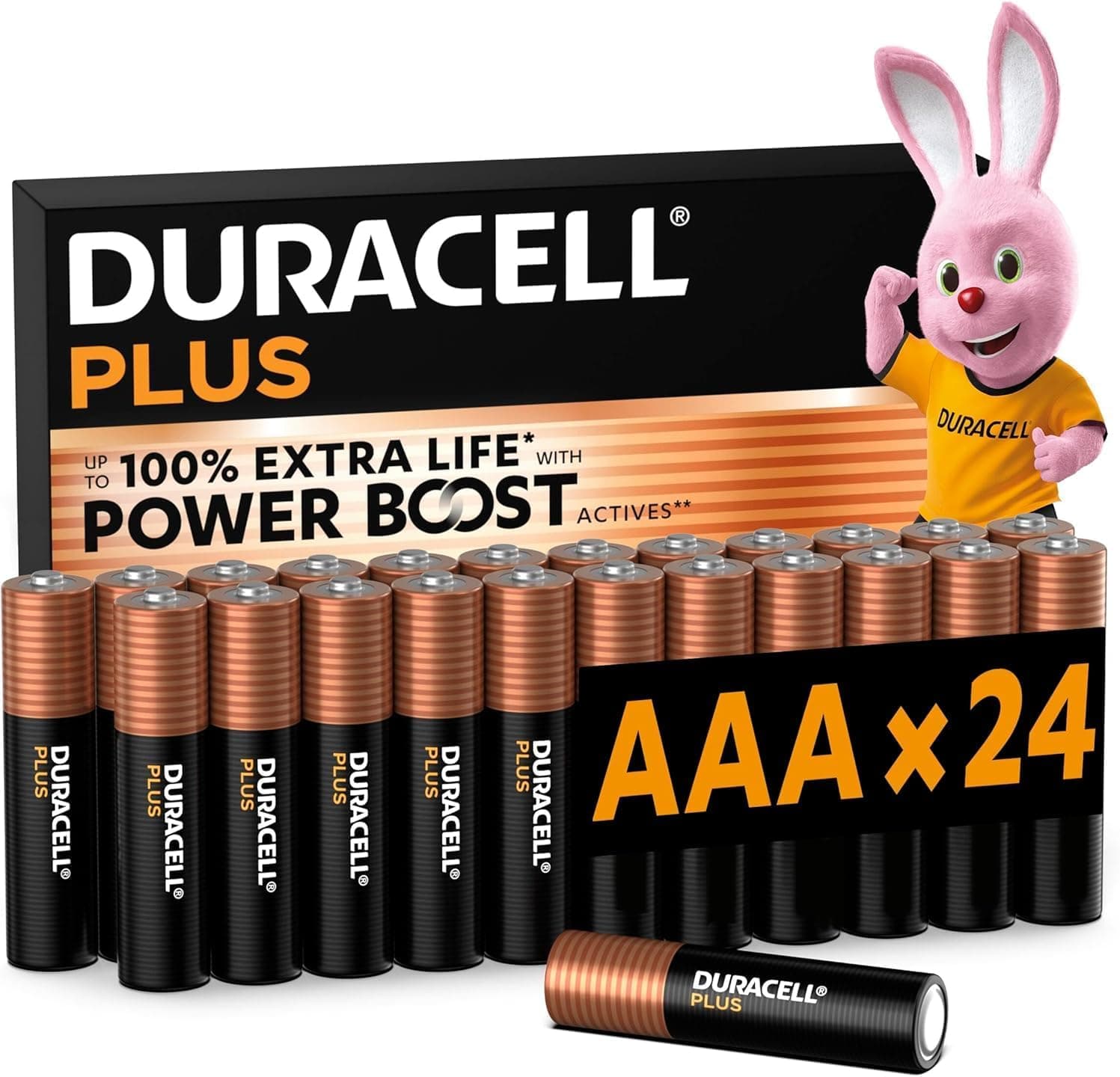 DURACELL AAA Plus Piles Alcalines (Lot de 24) 1.5V, LR03 | Durent jusqu’à 100% plus longtemps - Actifs POWER BOOST - Manettes De Jeu, Appareils Photo - 100% Recyclable