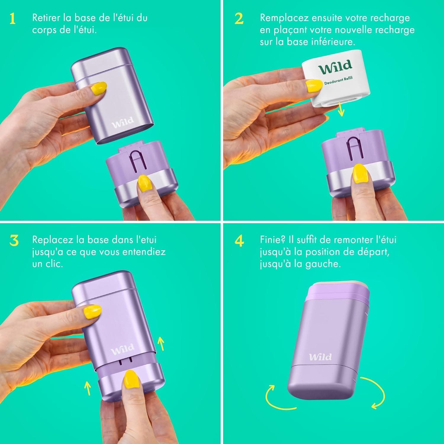 Wild Déodorant Naturel Rechargeable Etui Violet & Lot Varié de Recharge