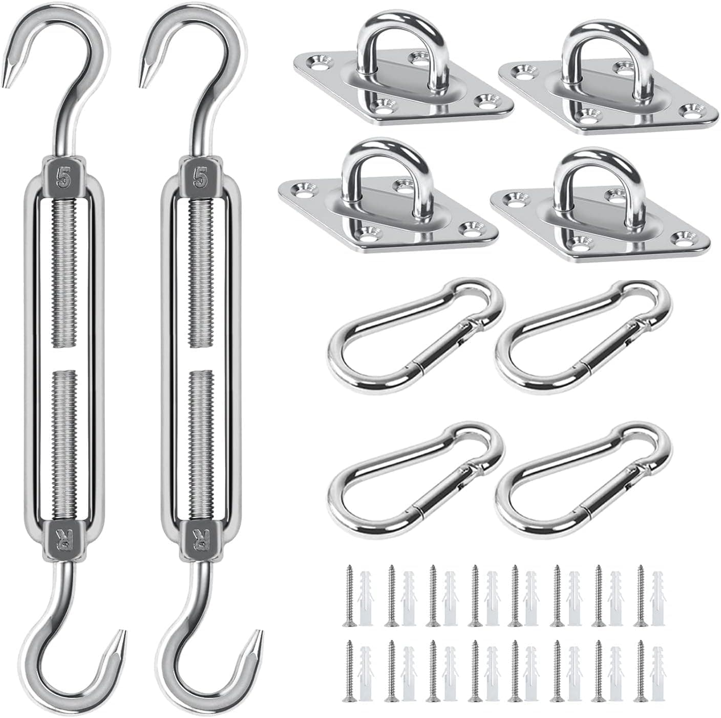 Kit de Fixation pour Voile d'ombrage, 304 Kit de matériel de Pare - Soleil en Acier Inoxydable Rectangle Triangle et carré......