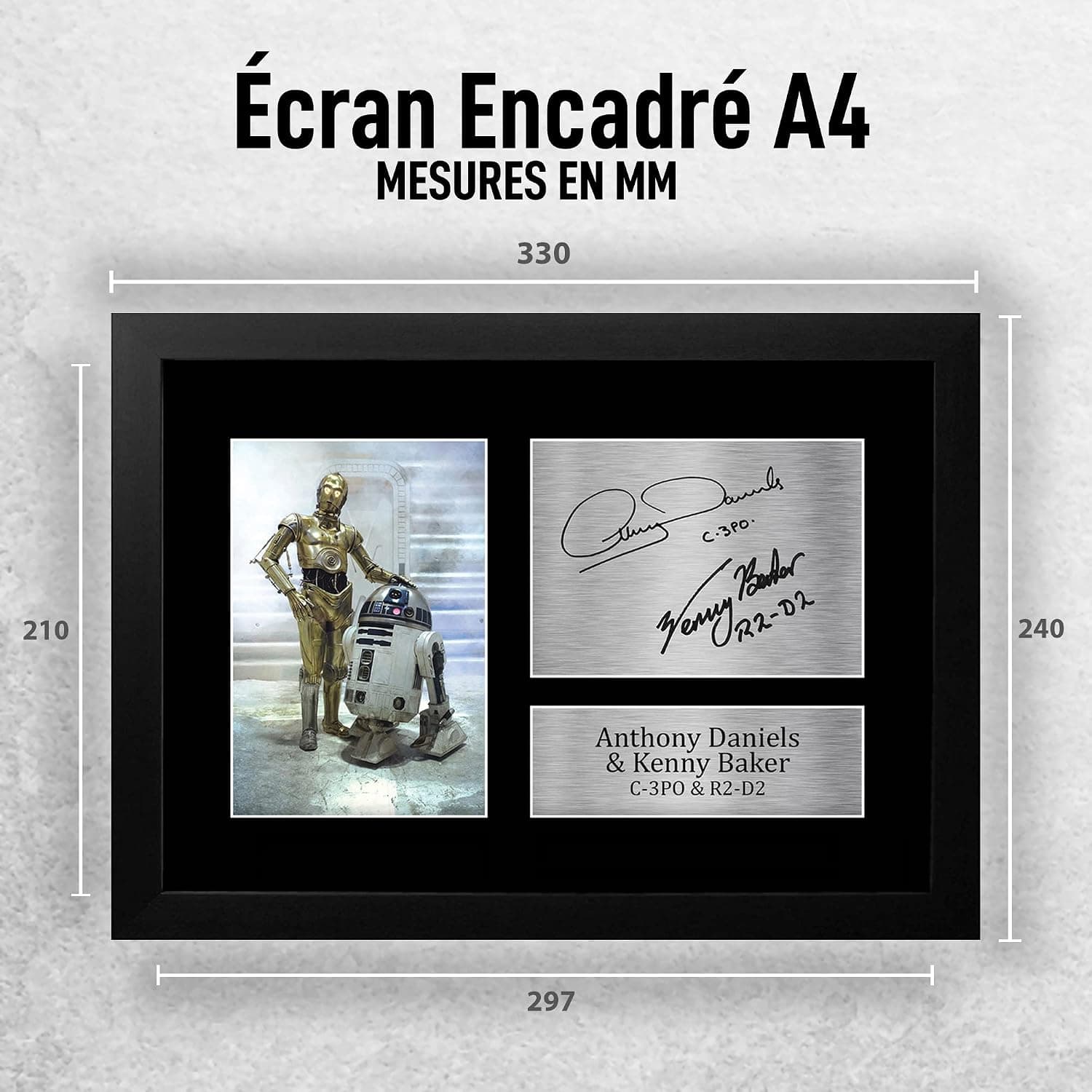 HWC Trading FR A4 Anthony Daniels & Kenny Baker C-3PO R2-D2 Cadeaux Imprimé Signé Autographe Photo pour les fans de cinéma - A4 Encadré
