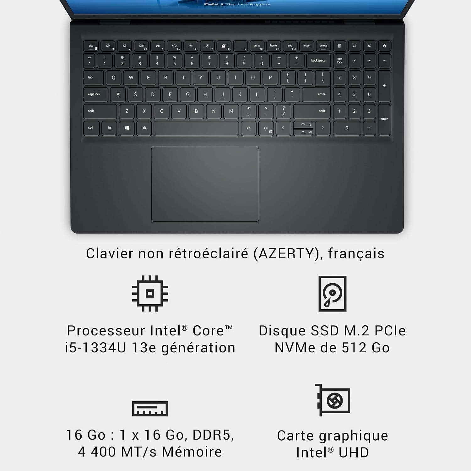 Dell 15 PC Portable Ordinateur Portable DC15250, FHD, Intel Core i5-1334U