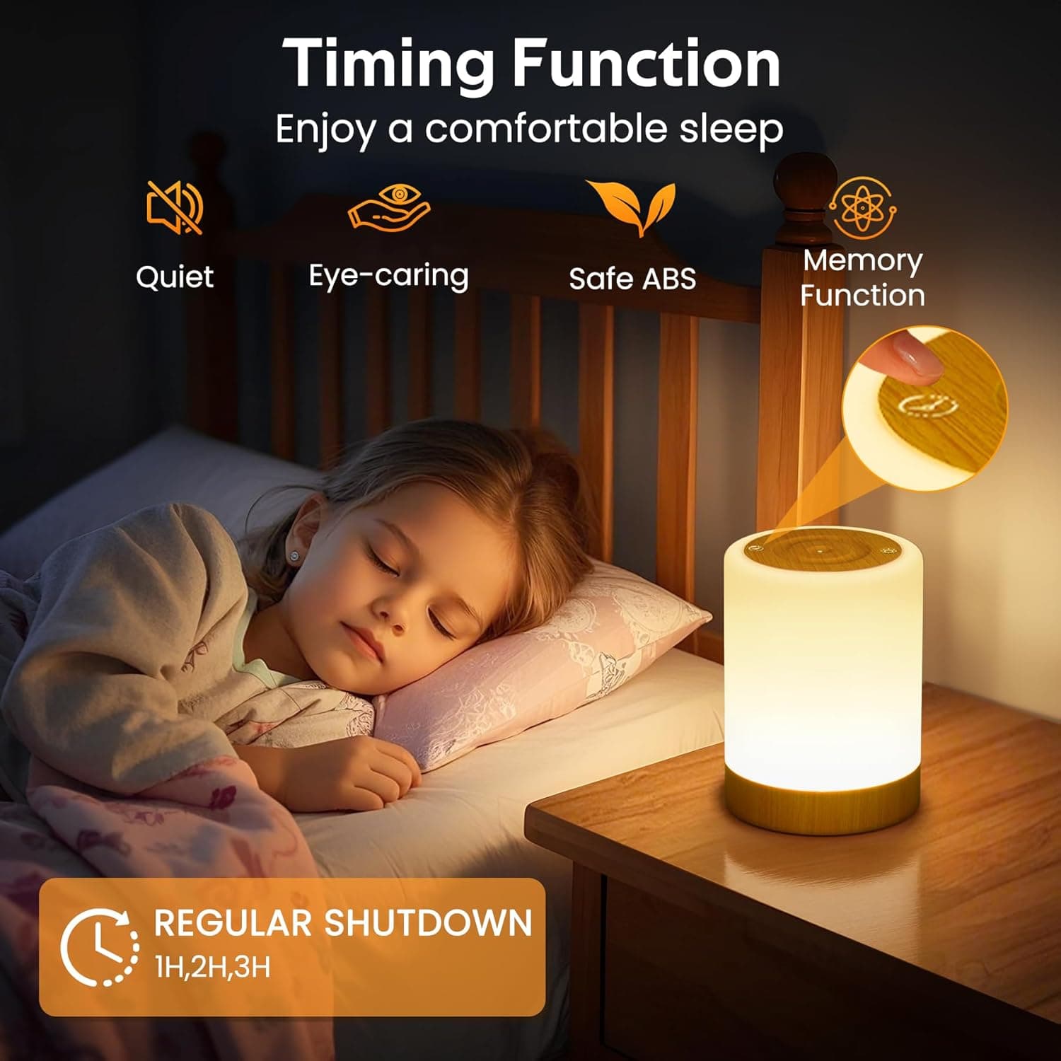 Lampe de Chevet Tactile Dimmable, Veilleuse Bébé Enfant Adulte