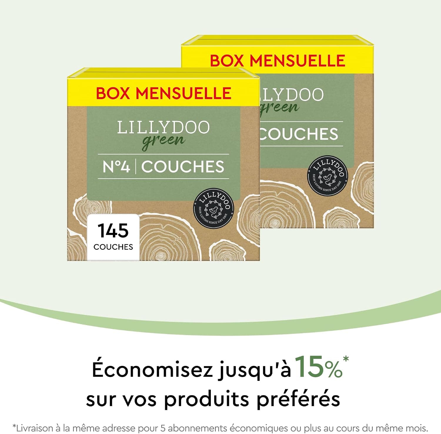 LILLYDOO green - Couches Bébé Respectueuses de l'Environnement, Taille 4 (9-14 kg), Box mensuelle (145 pièces)