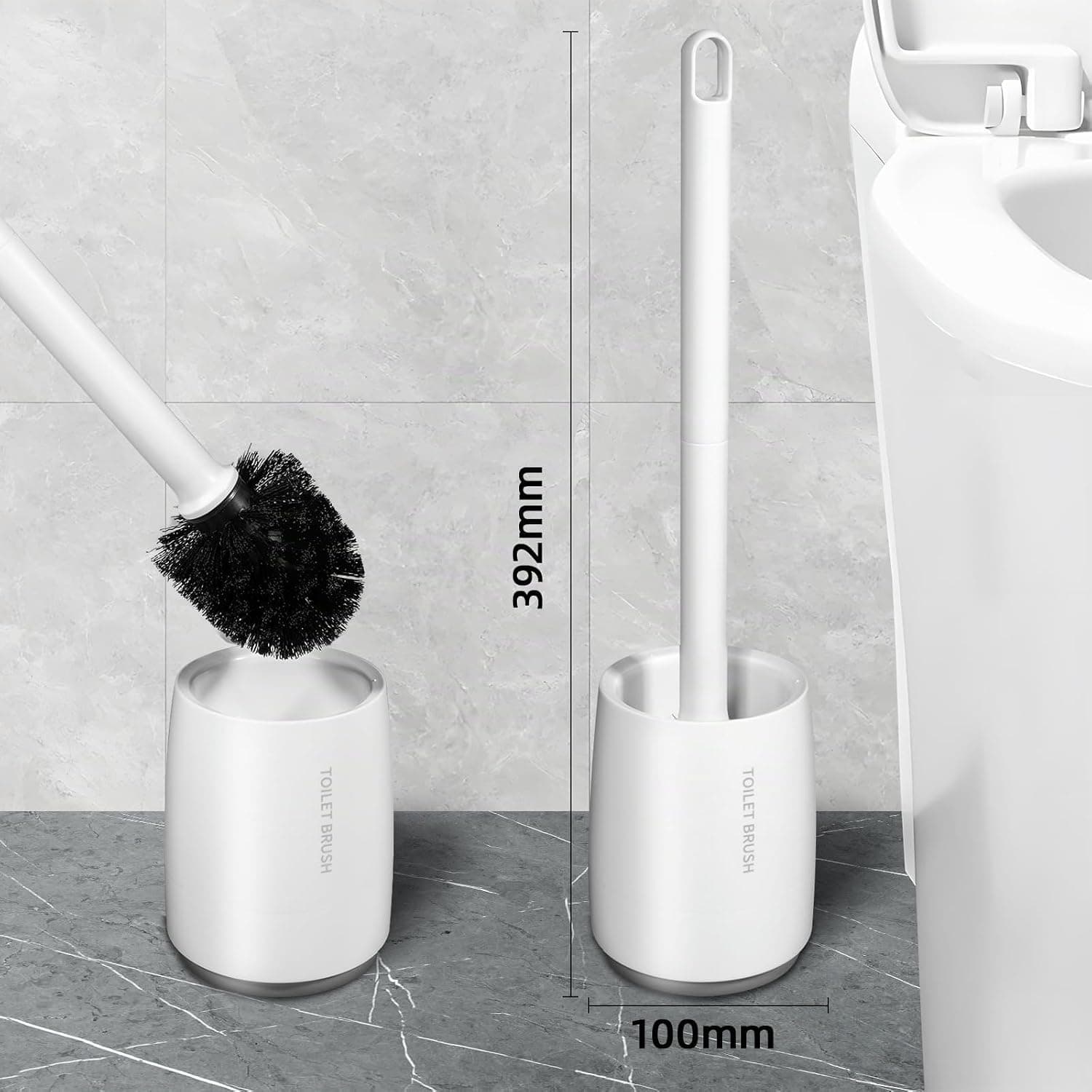 Carehabi Brosse WC avec Support - pour hôtel, hygiène dans la Salle de Bain - Blanc