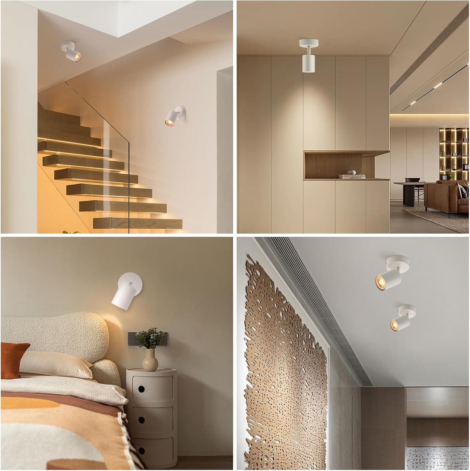 wowatt 2 pcs Spot Interieur Plafond Blanc Gu10 Lampe Orientable San Ampoule | Applique Spots Pivotant, Luminaire Plafonnier Moderne, Éclairage de Plafond pour Chambre Salon Salle à Manger Cuisine Couloir