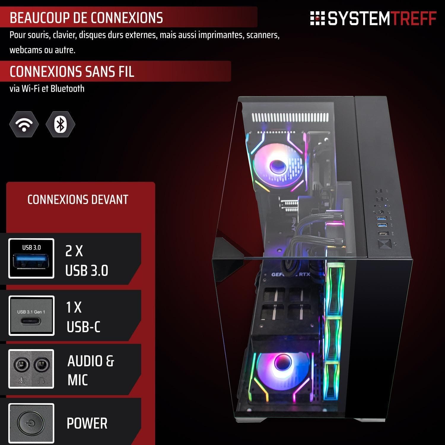 SYSTEMTREFF PC Gamer High-End - AMD Ryzen 7 9800X3D - RTX 5080 16Go