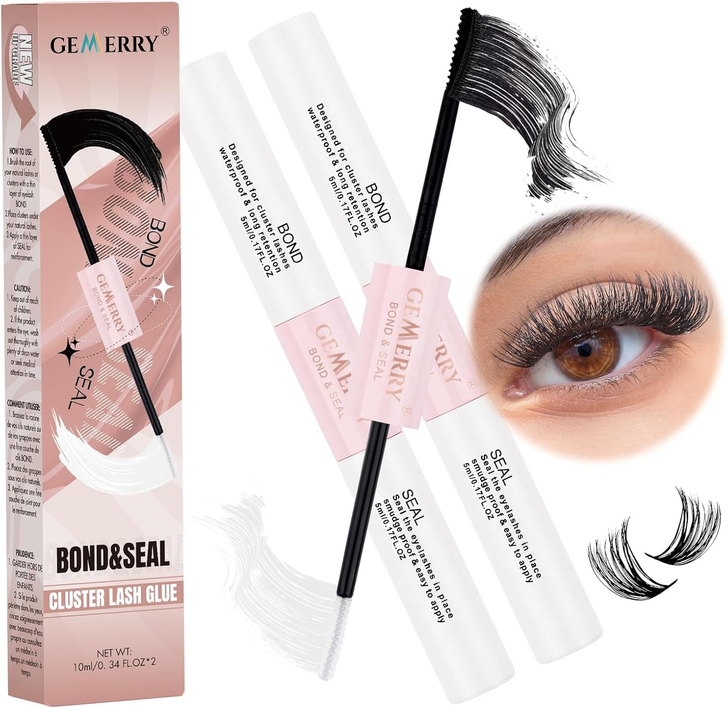 GEMERRY 2PCS Lash Bond et Seal DIY Cluster Cils Adhésif Colle d'extension