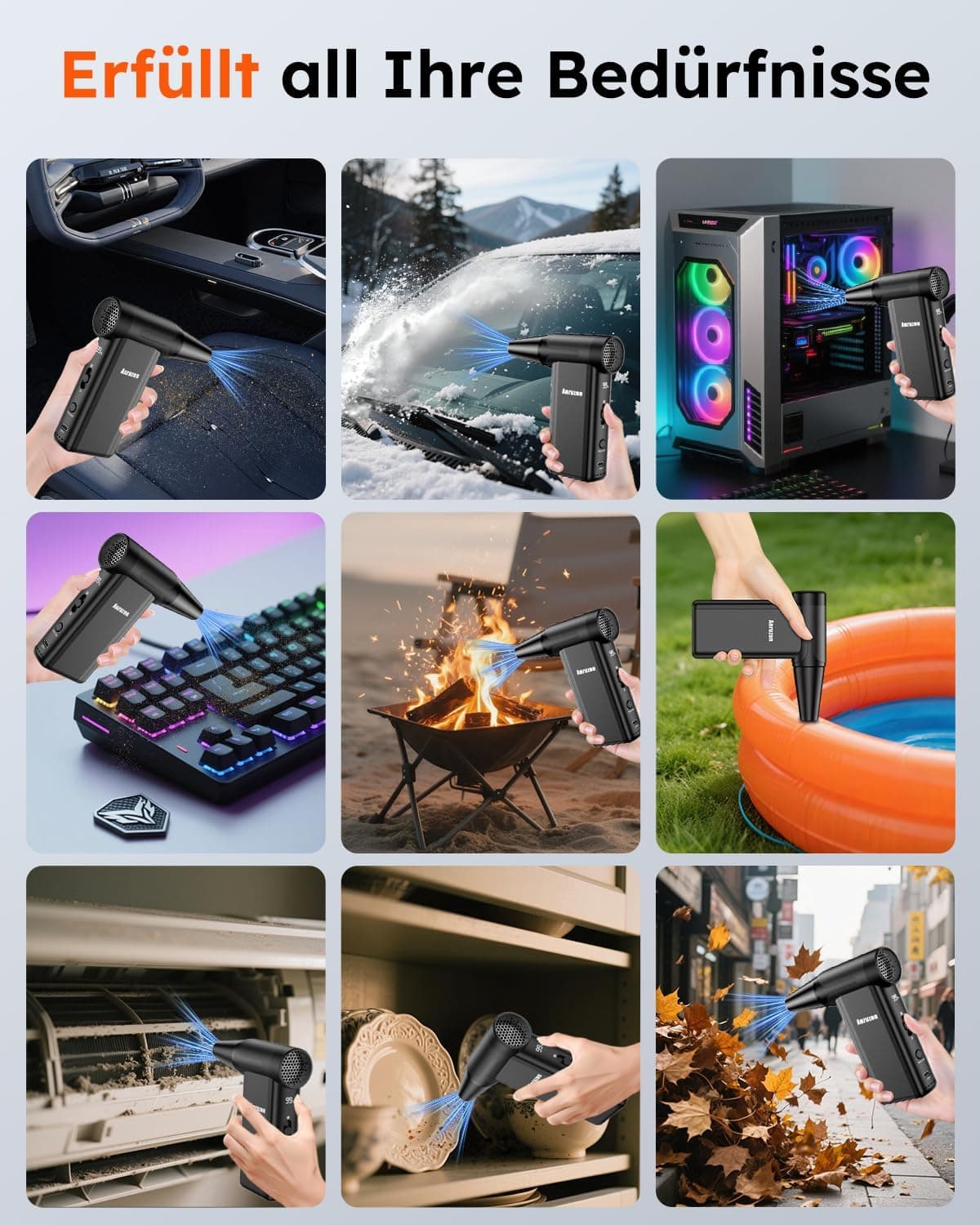 Souffleur d’Air Électrique 300000 RPM, Spray à Air Comprimé 8 Vitesses, Batterie 7600mAh, Nettoyeur Clavier, Électronique, Canapé, Intérieur Voiture