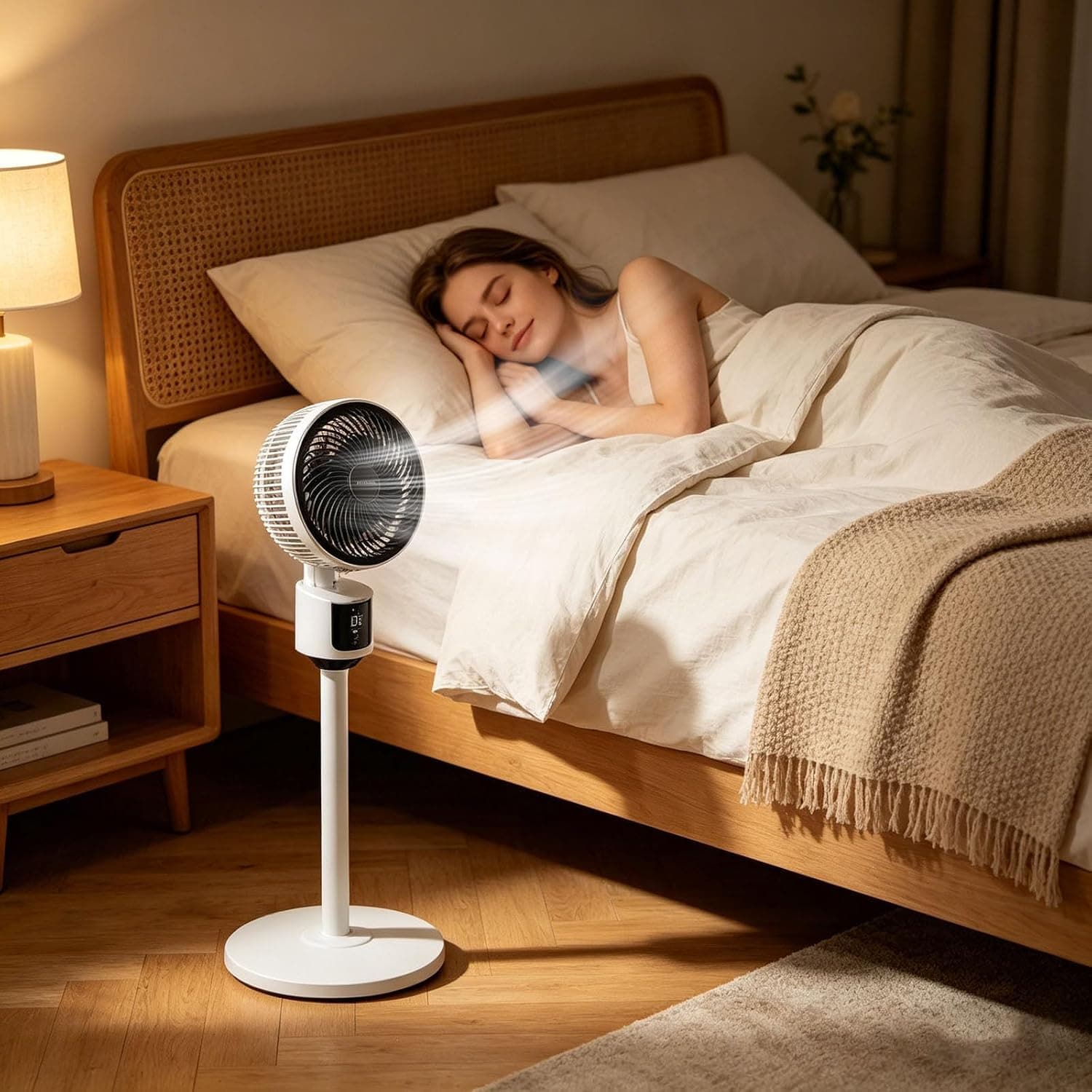Ventilateur sur Pied USB | 3 Vitesses Réglables | Oscillation Manuelle Haut/Bas | Hauteur 80 cm | Faible Puissance 45 W | Ventilateur de Sol Stable et Silencieux | pour Maison Chambre Appartement