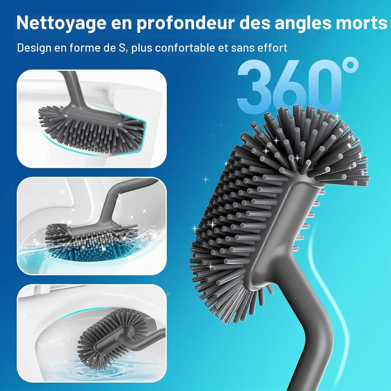 Hamitor Brosse Toilettes WC Silicone: Courbée-Bürstenkopf Balai Brosse WC